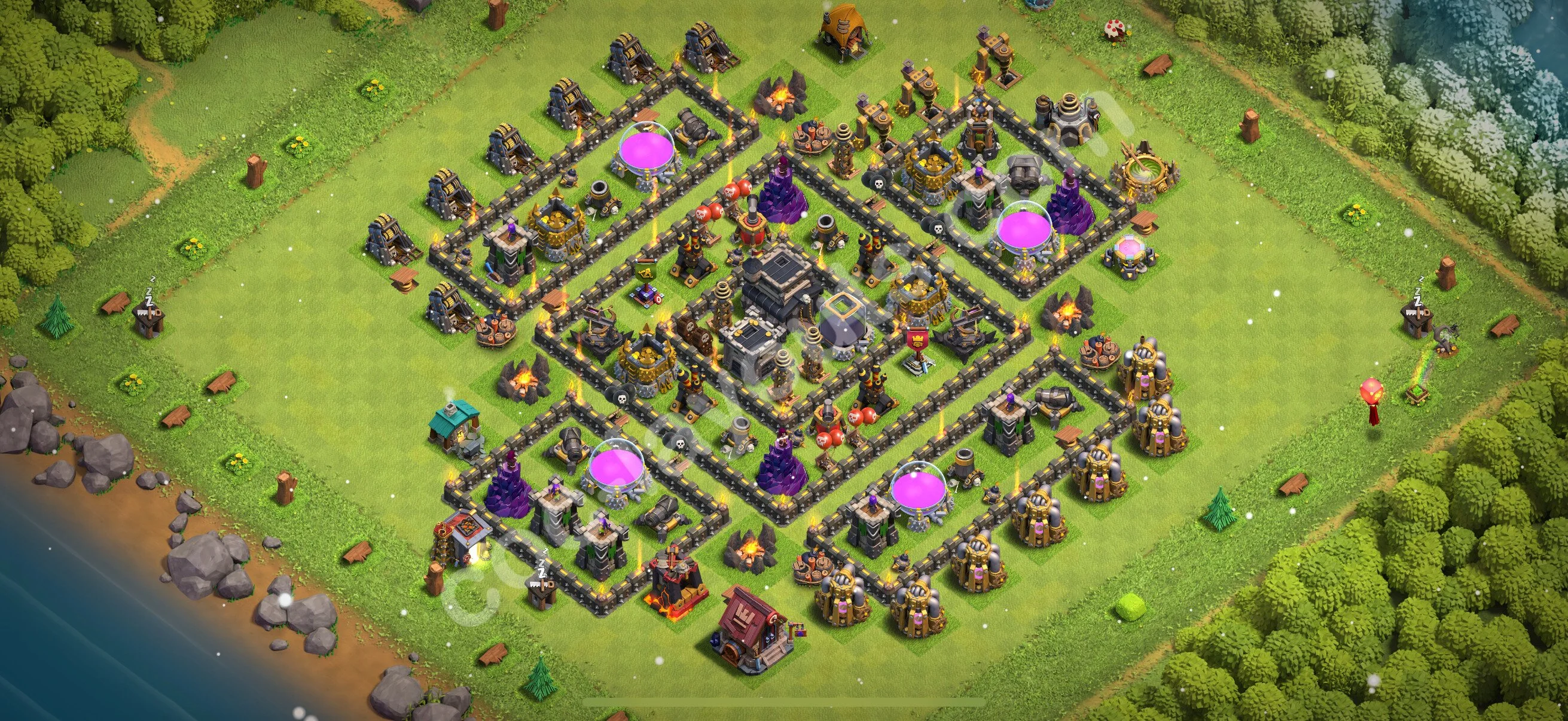 Anti 2 Stars Base TH9 with Link, Hybrid - best plan / layout / design - Clash of Clans 2026 - (#248) — Захист TH9
