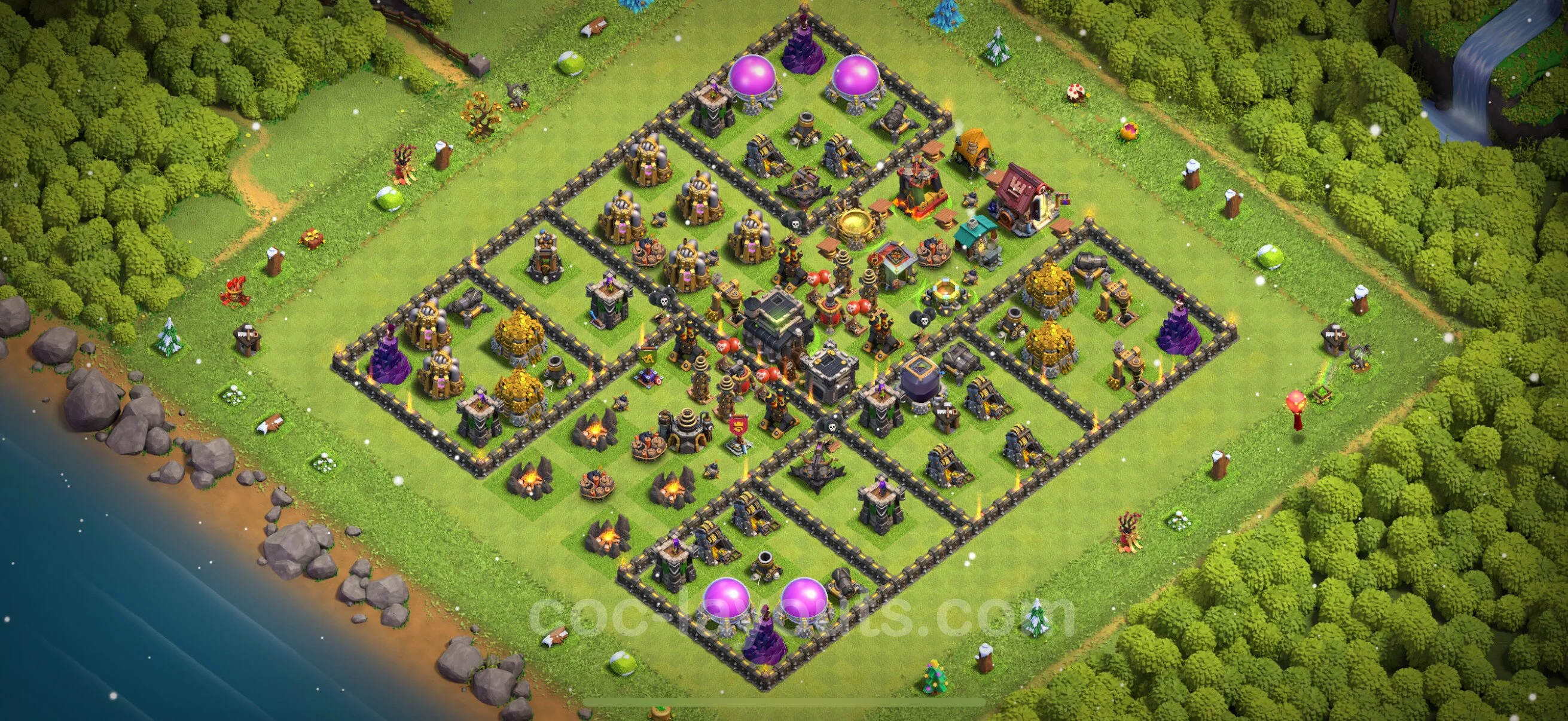 Defense (Trophy) Base TH9 with Link - plan / layout / design - Clash of Clans - (#250) — Verteidigung TH9