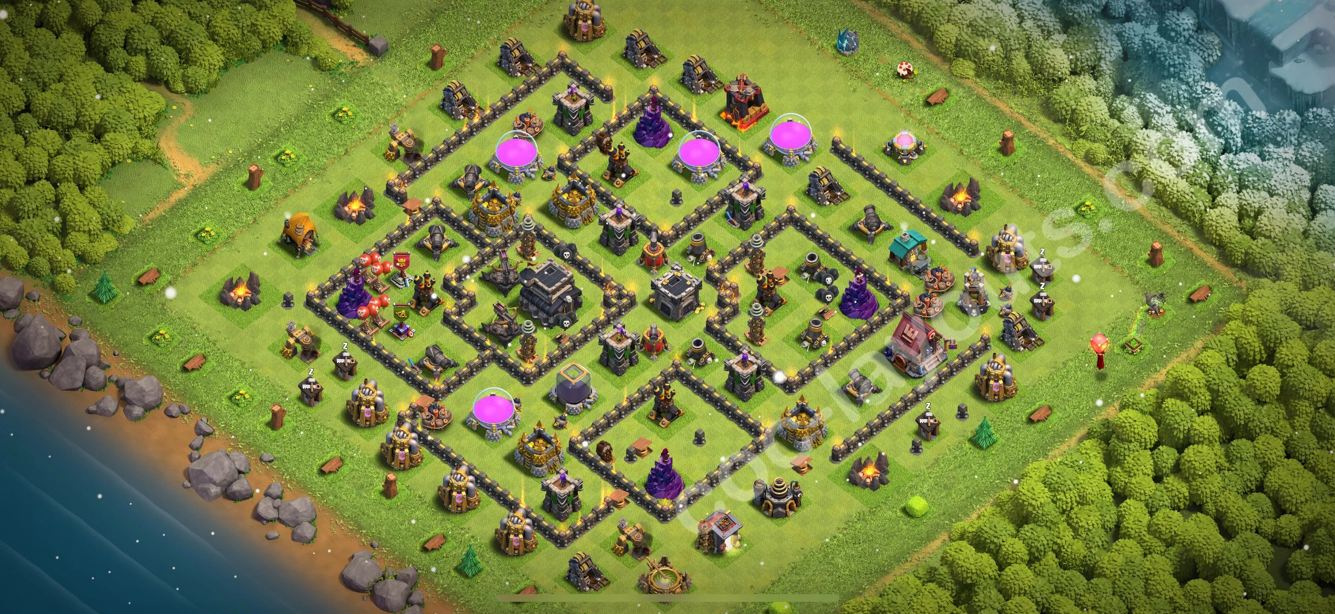 Anti 3 Stars Base TH9 with Link - best plan / layout / design - Clash of Clans 2026 - (#251) — Obrona TH9
