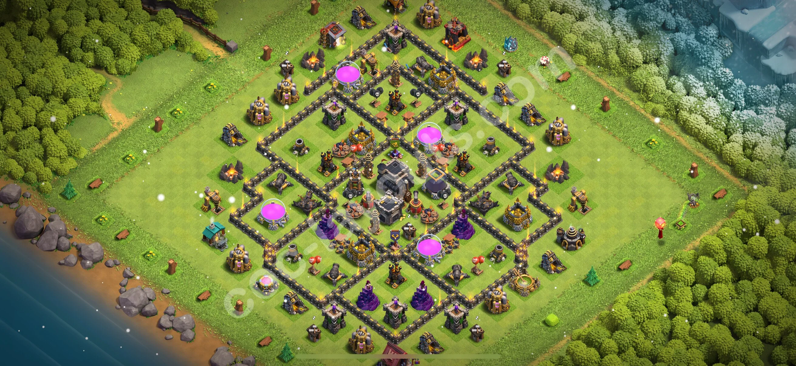 Top Base TH9 with Link - Anti Everything Defence Plan - Clash of Clans - (#252) — Защита TH9