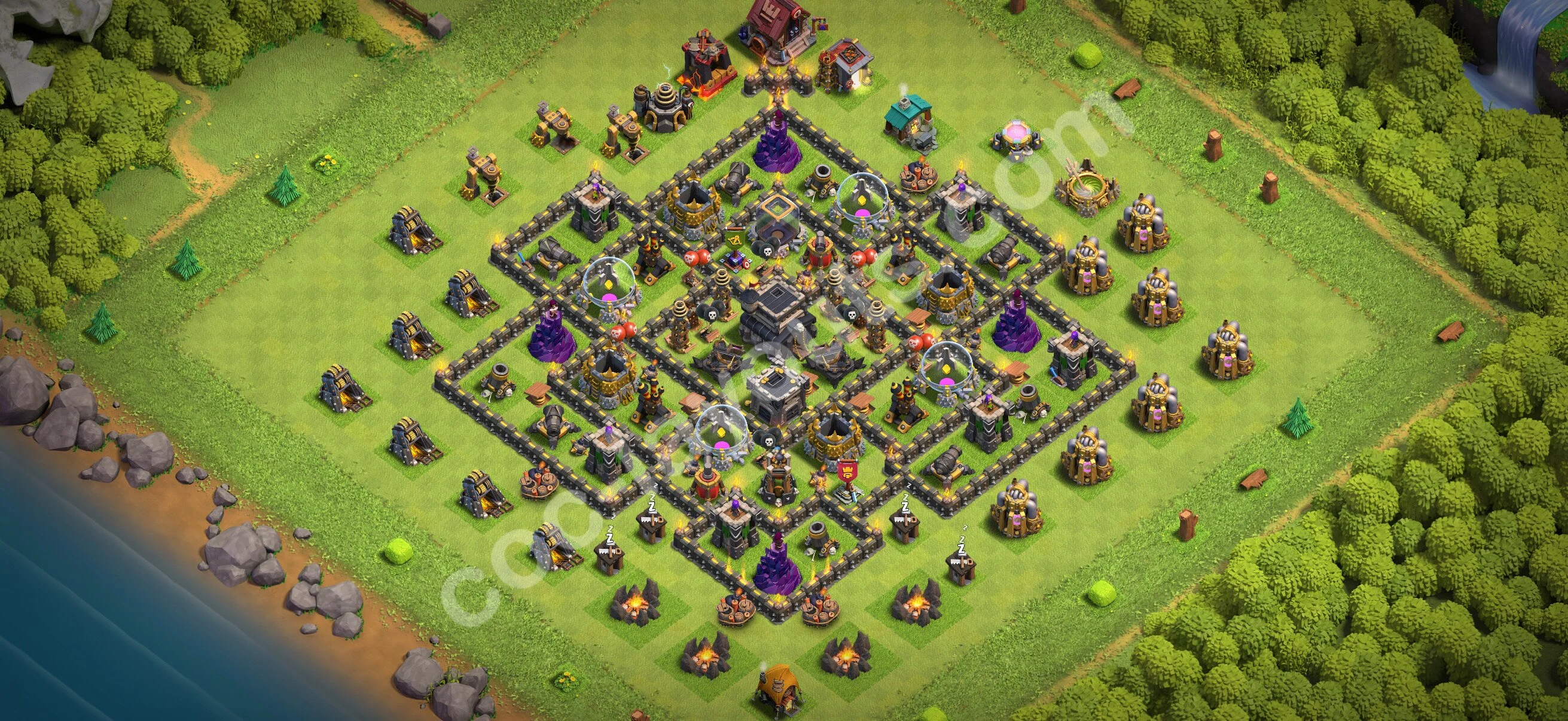 Anti 3 Stars Base TH9 with Link - best plan / layout / design - Clash of Clans 2026 - (#258) — Verteidigung TH9
