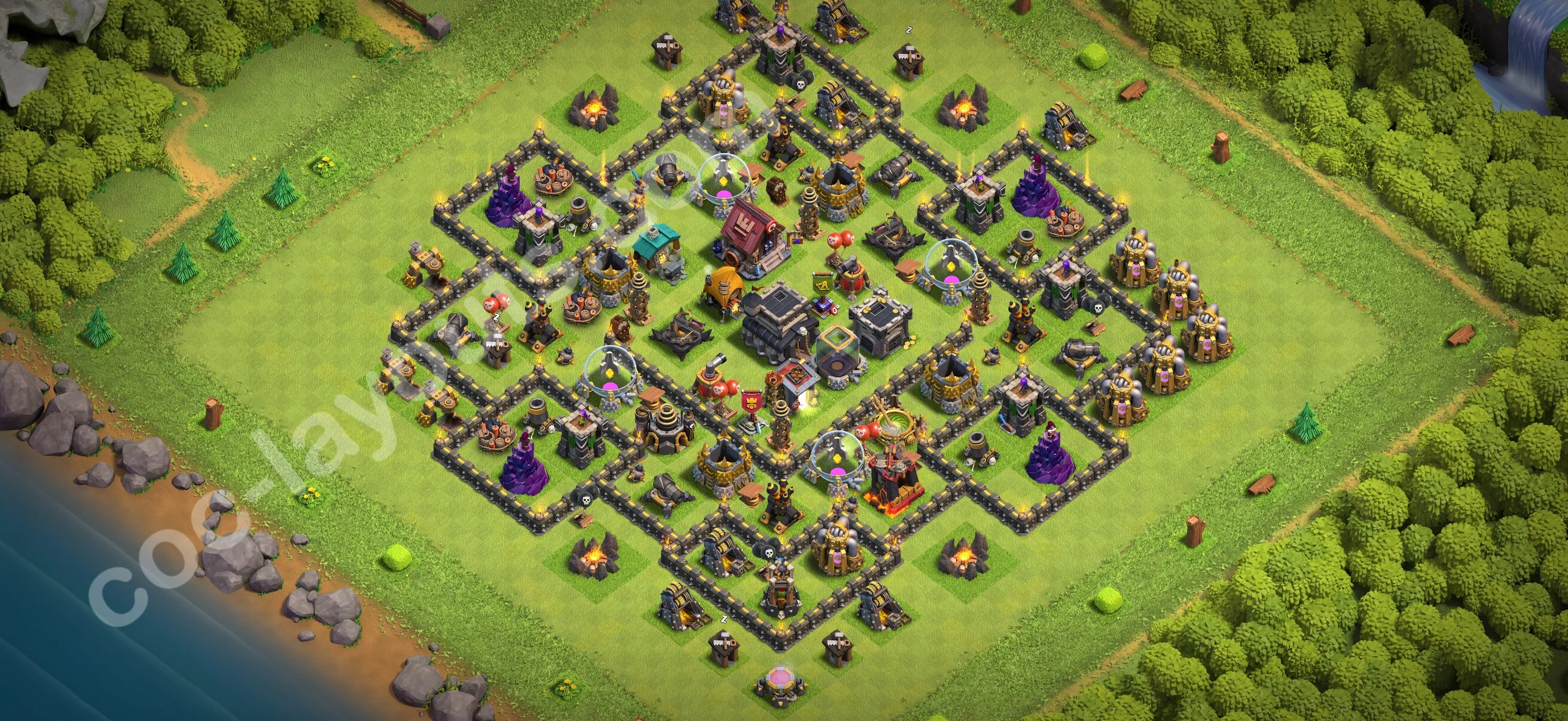 Anti 3 Stars Base TH9 with Link - best plan / layout / design - Clash of Clans 2026 - (#259) — Защита TH9