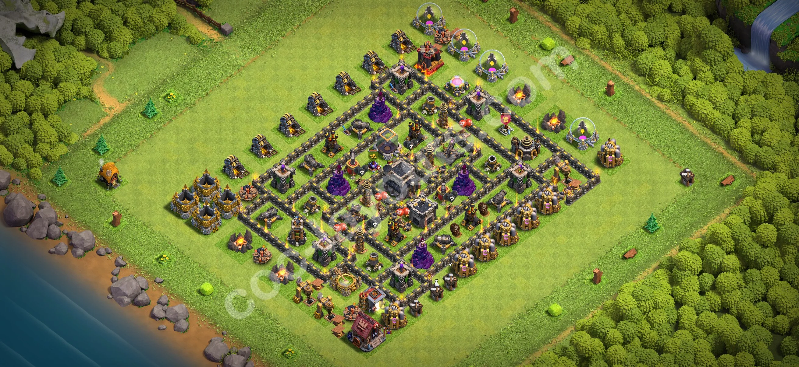 Anti 2 Stars Base TH9 with Link - best plan / layout / design - Clash of Clans 2026 - (#260) — Défense TH9