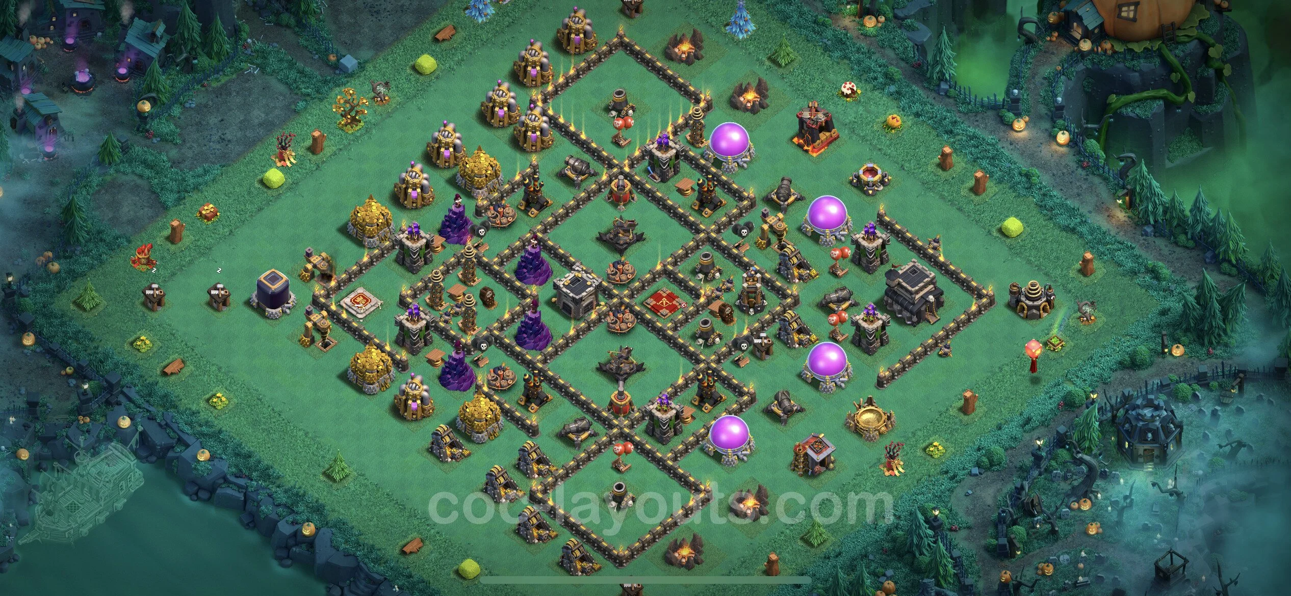 Defense (Trophy) Base TH9 with Link - plan / layout / design - Clash of Clans - (#80)