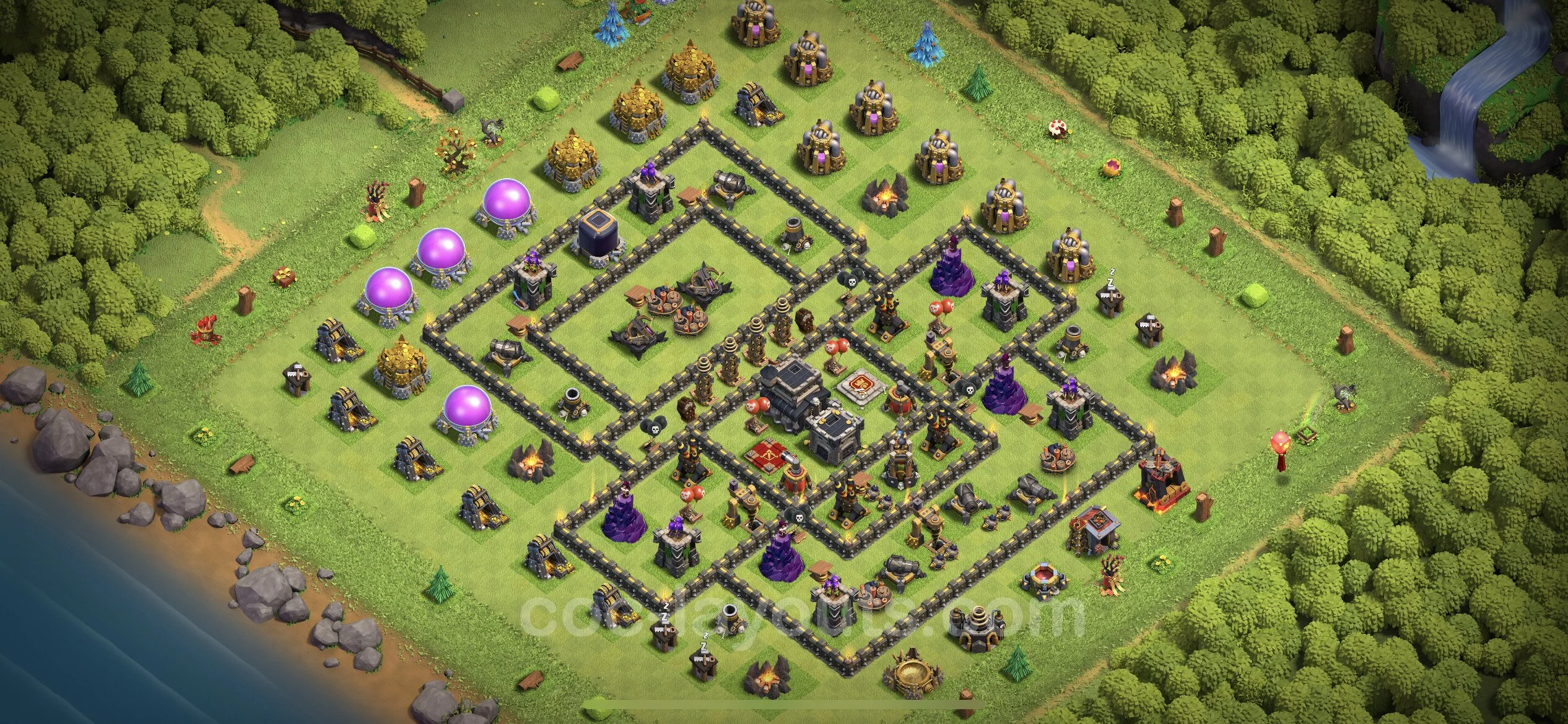 Base TH9 with Link, Anti Everything Max Levels - defence plan / layout / design - Clash of Clans - (#81)