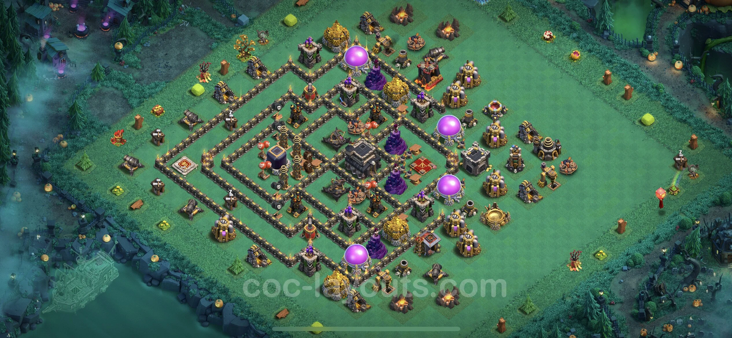 Defense (Trophy) Base TH9 with Link, Anti Everything - plan / layout / design - Clash of Clans - (#83) — Verteidigung TH9