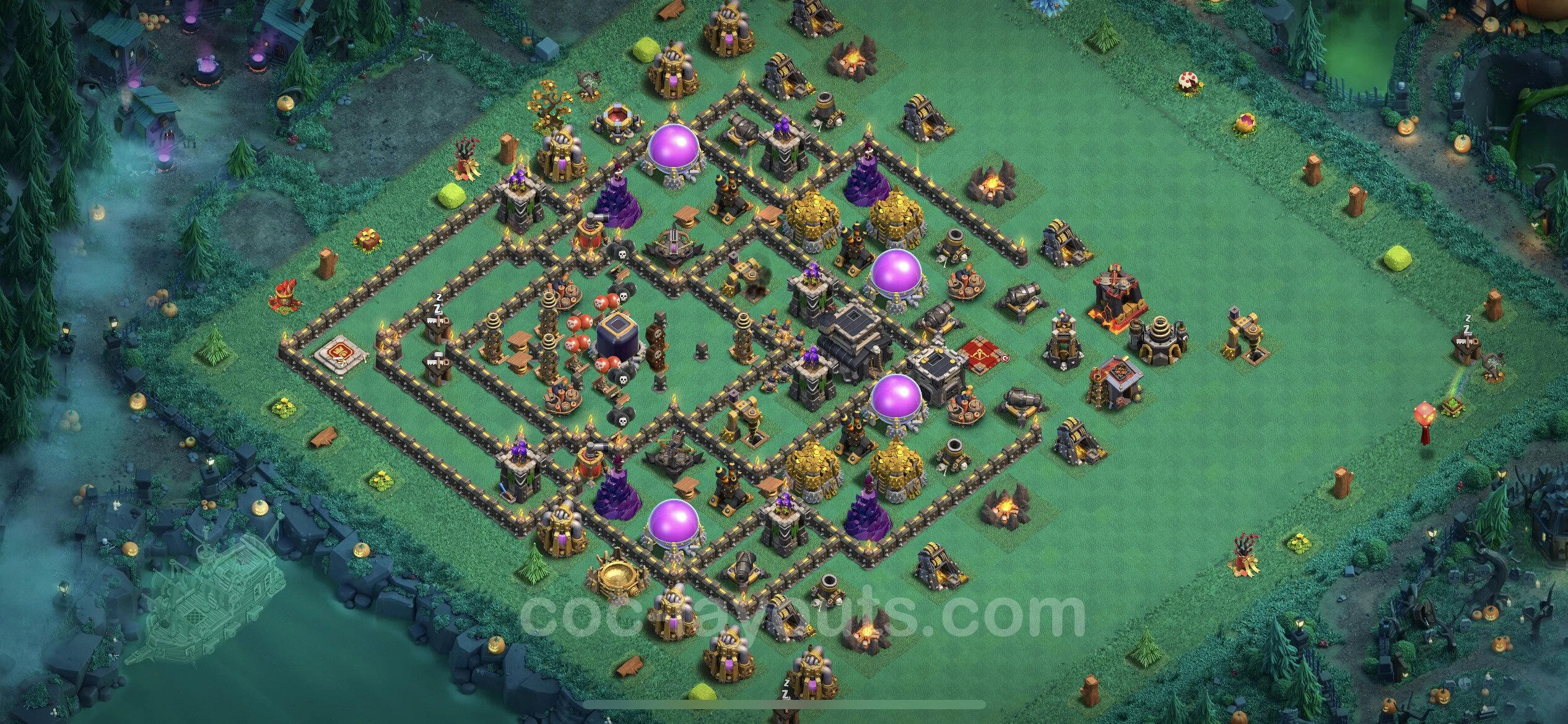 Base TH9 with Link, Hybrid Max Levels - defence plan / layout / design - Clash of Clans - (#84) — Verteidigung TH9