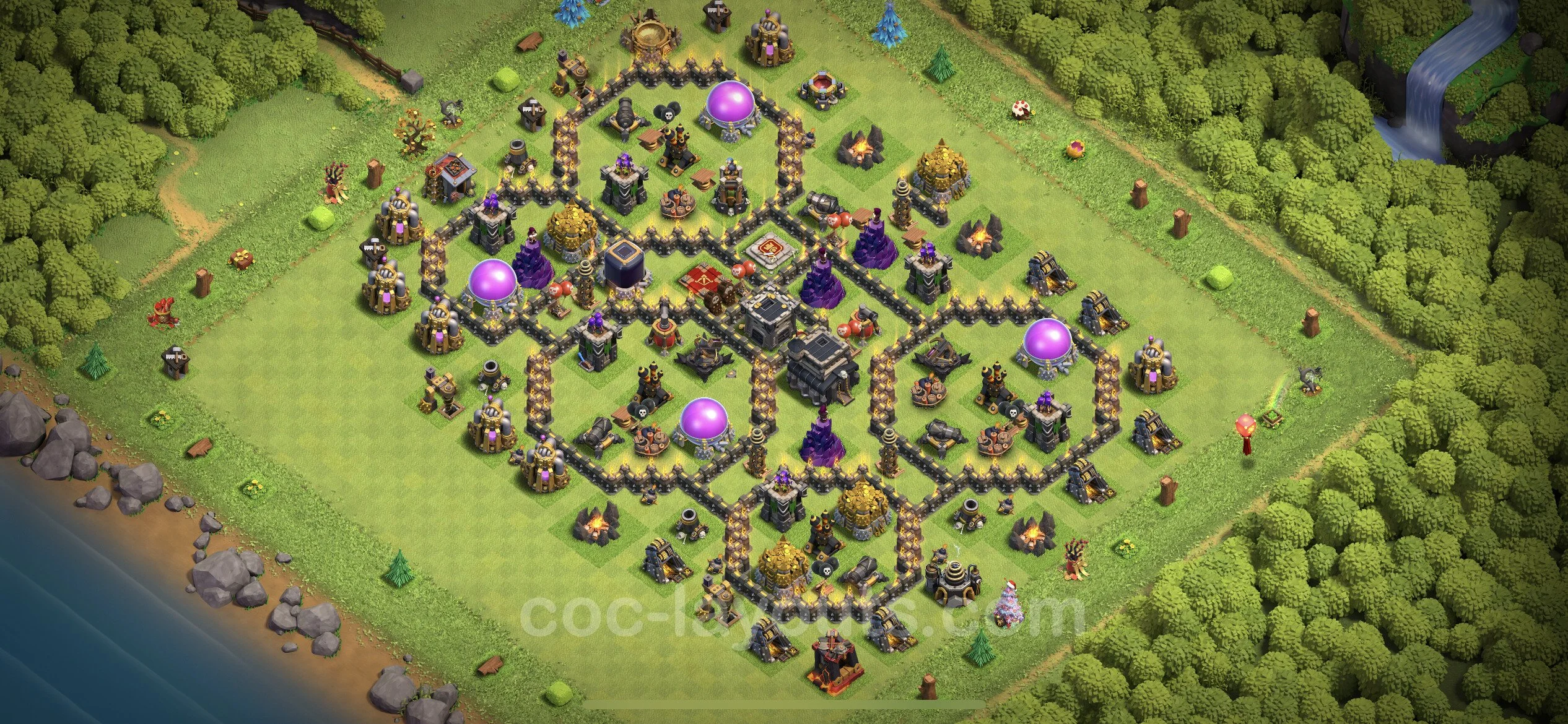 Farming Base TH9 Max Levels with Link, Anti Everything, Hybrid - plan / layout / design - Clash of Clans - (#100) — Farm TH9