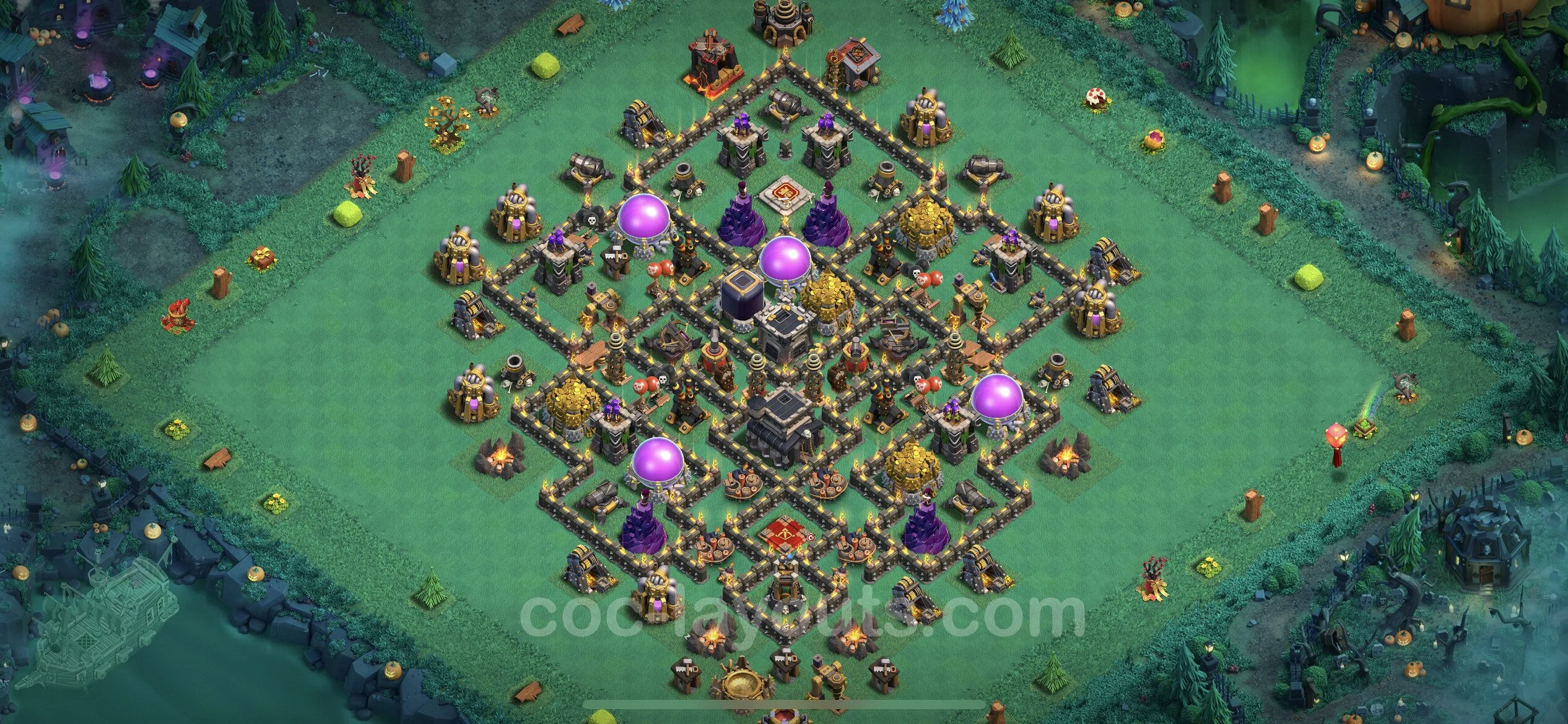 Farming Base TH9 with Link, Anti 3 Stars, Hybrid - plan / layout / design - Clash of Clans - (#194) — Farm TH9