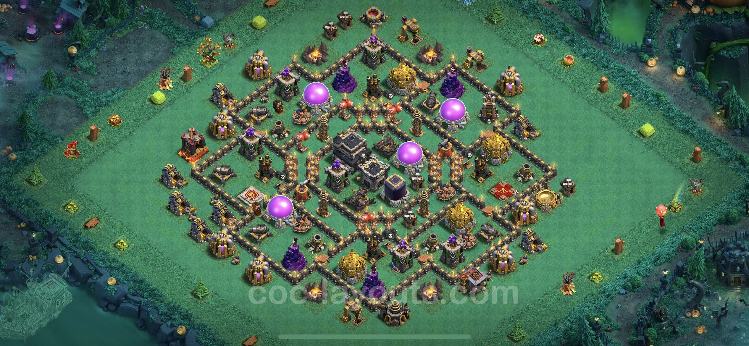 Farming Base TH9 with Link, Anti 2 Stars, Hybrid - plan / layout / design - Clash of Clans - (#195) — Farm TH9