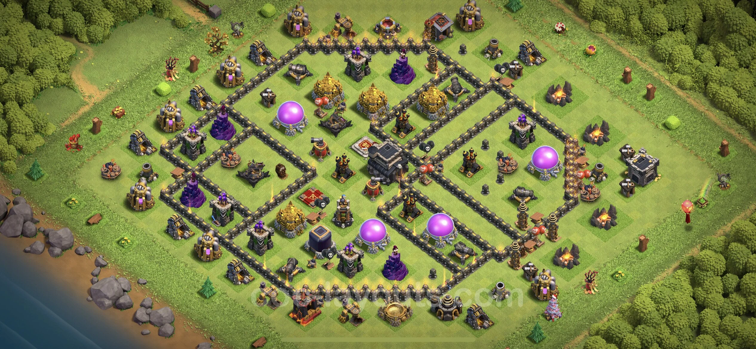 Farming Base TH9 with Link - plan / layout / design - Clash of Clans - (#196) — Farma TH9