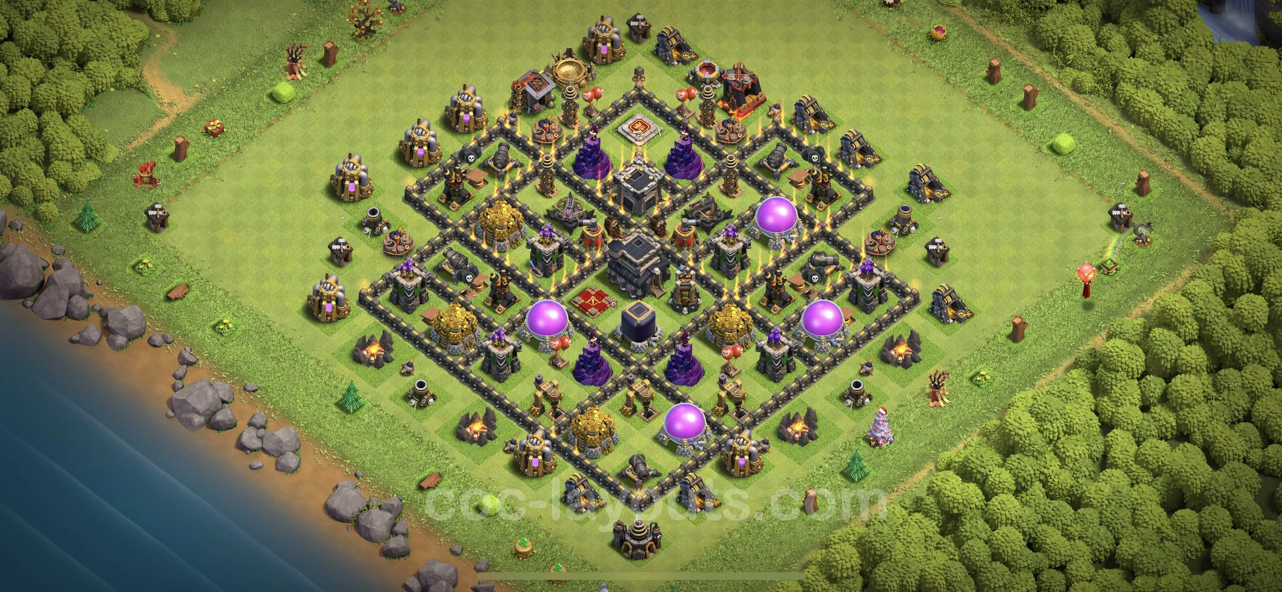 Farming Base TH9 with Link, Anti Everything, Hybrid - plan / layout / design - Clash of Clans - (#197) — Farma TH9