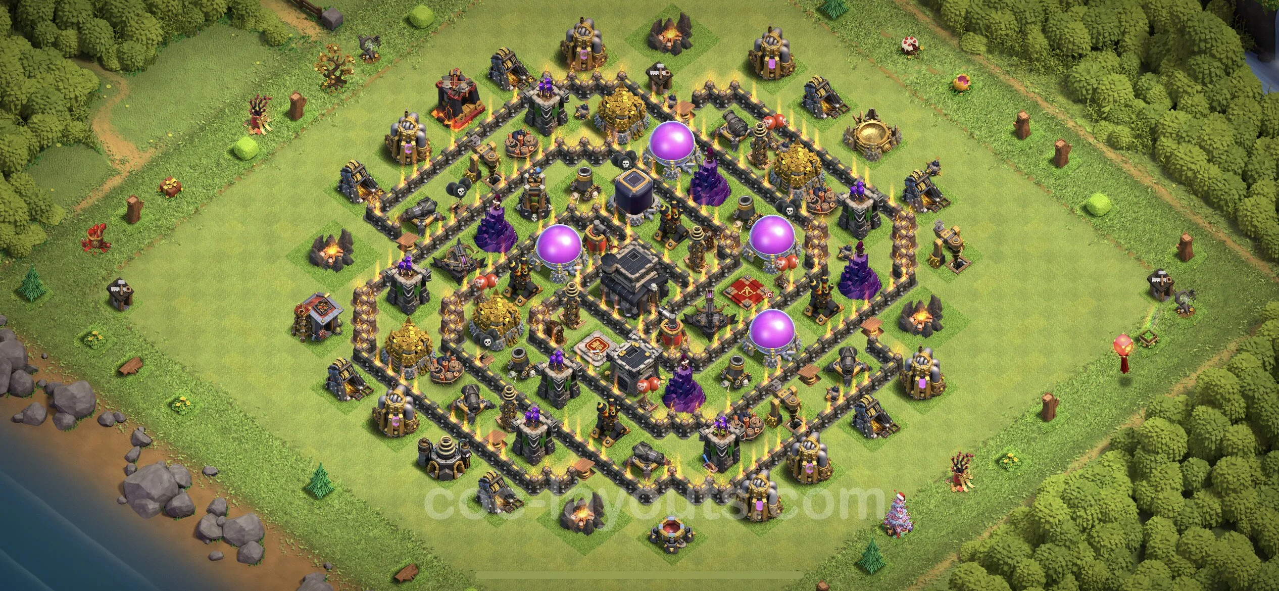 Farming Base TH9 Max Levels with Link, Anti 2 Stars, Anti Everything - plan / layout / design - Clash of Clans - (#199) — Farm TH9