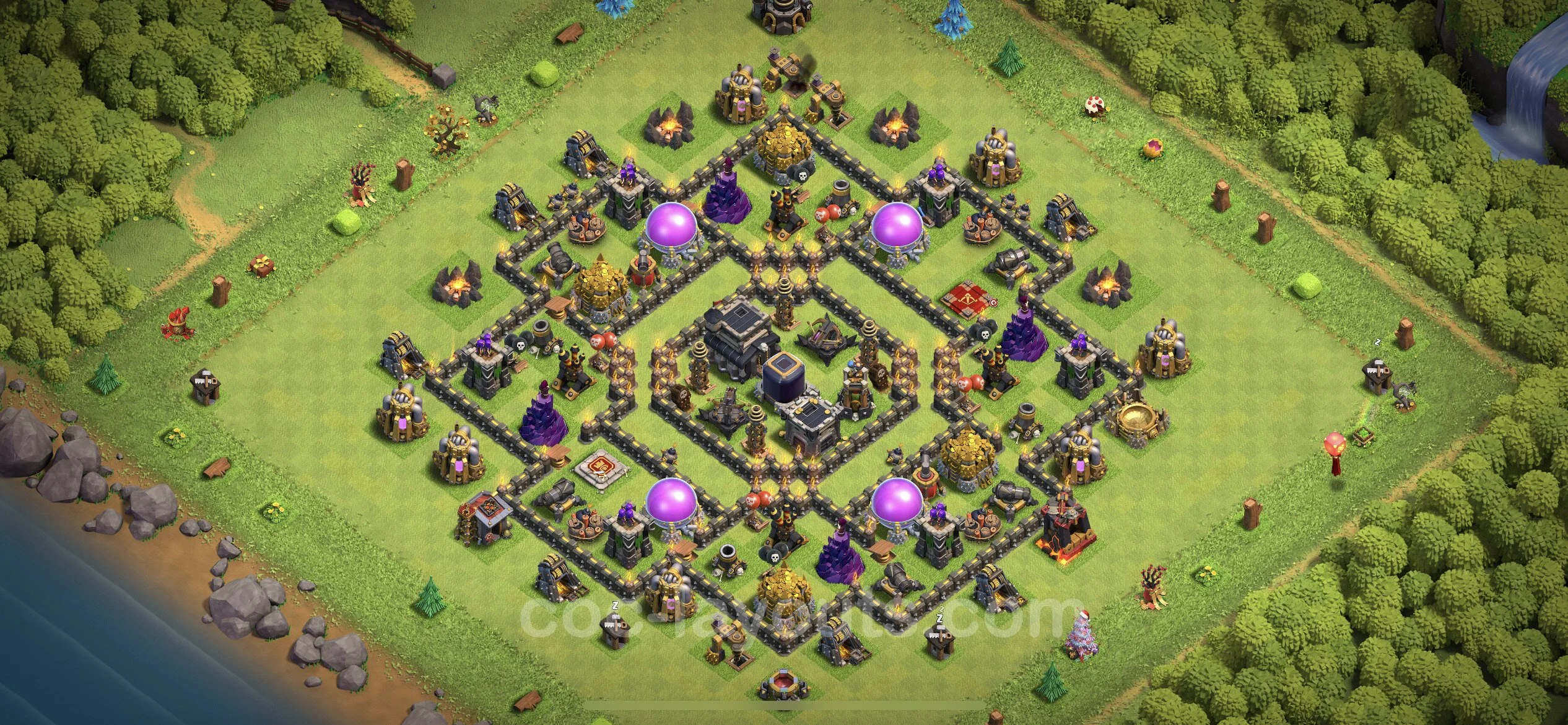 Farming Base TH9 Max Levels with Link, Anti Everything, Hybrid - plan / layout / design - Clash of Clans - (#203) — 資源 TH9