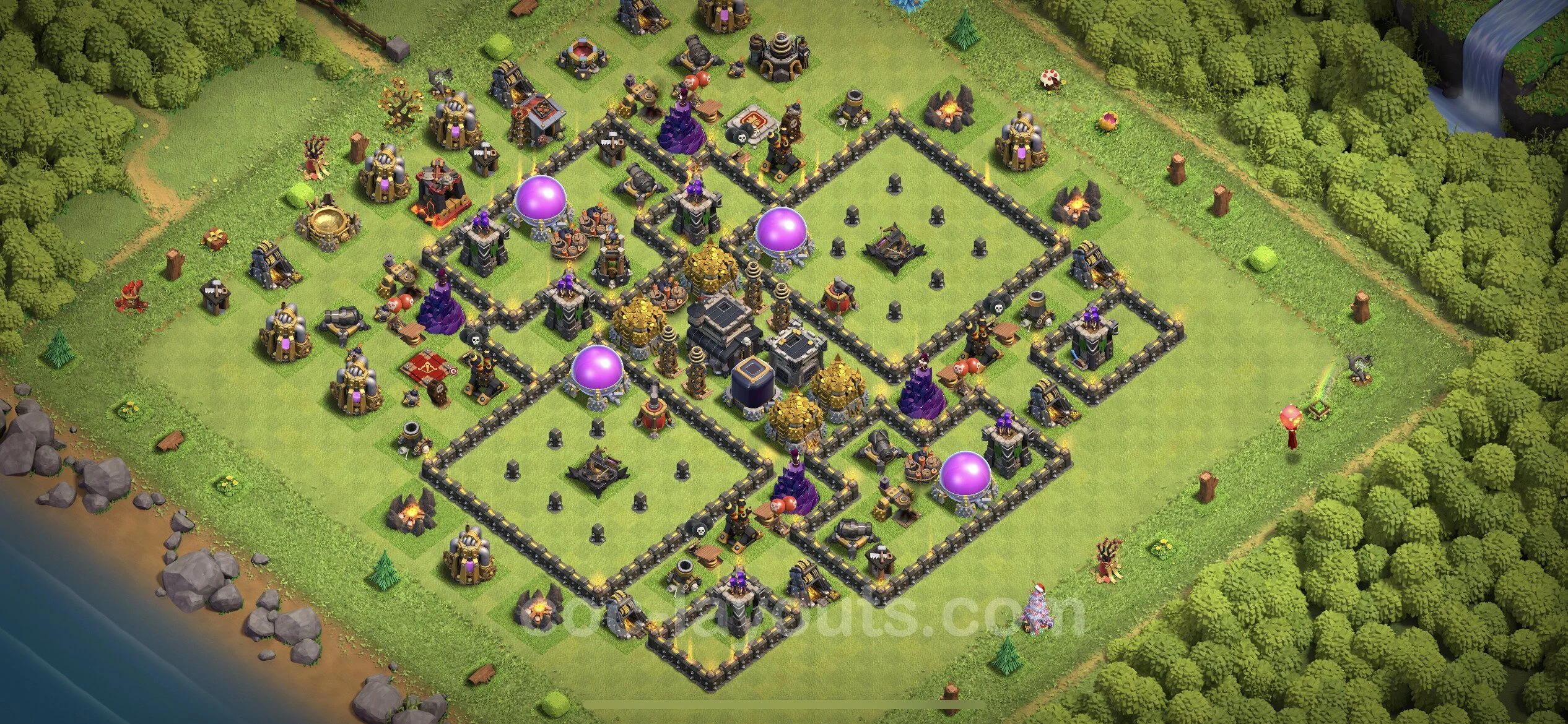 Farming Base TH9 Max Levels with Link, Anti 2 Stars, Anti Everything - plan / layout / design - Clash of Clans - (#207) — Farm TH9