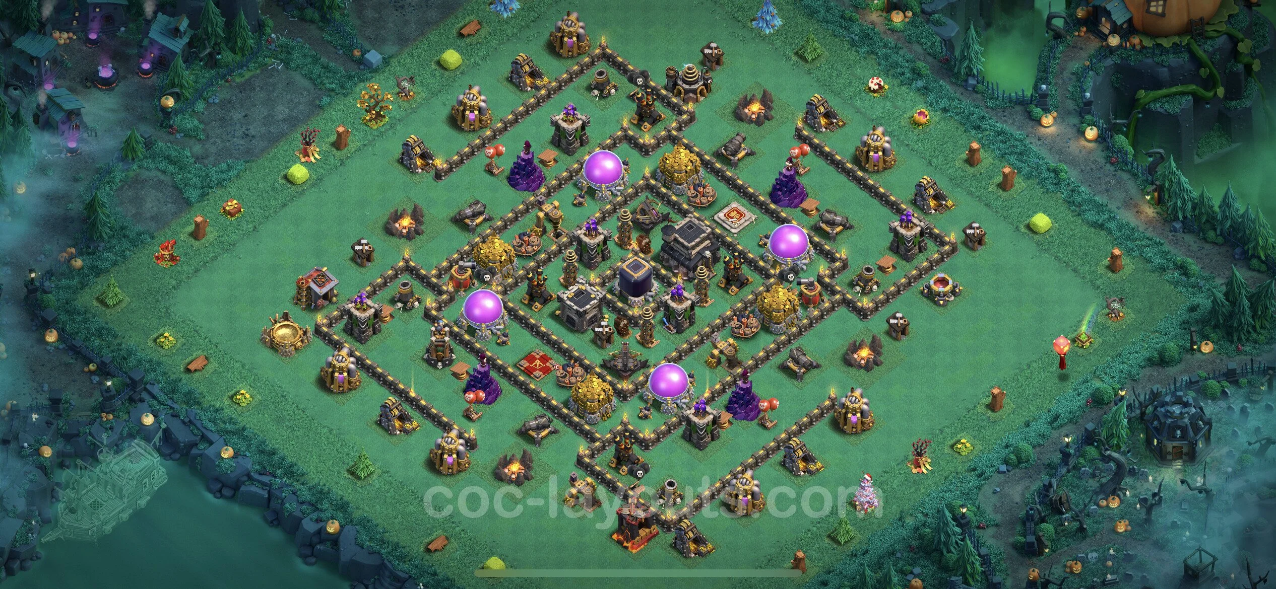 Farming Base TH9 Max Levels with Link, Anti Everything, Hybrid - plan / layout / design - Clash of Clans - (#209) — Recursos TH9