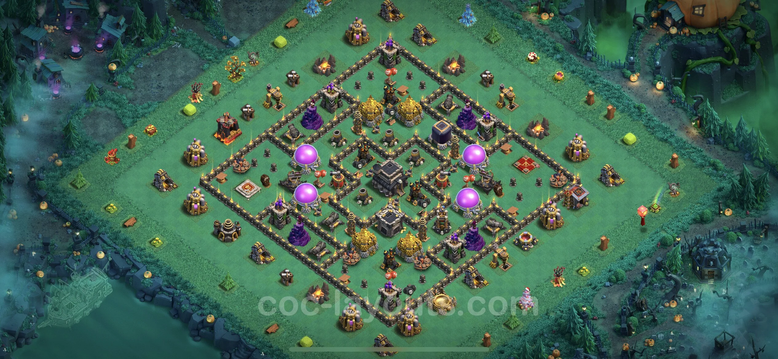 Farming Base TH9 Max Levels with Link, Anti Air / Dragon, Hybrid - plan / layout / design - Clash of Clans - (#210) — Фарм TH9