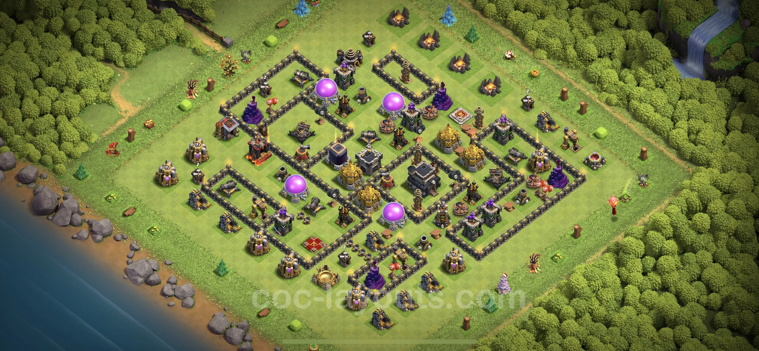 Farming Base TH9 with Link, Anti Everything, Hybrid - plan / layout / design - Clash of Clans - (#213) — Farma TH9