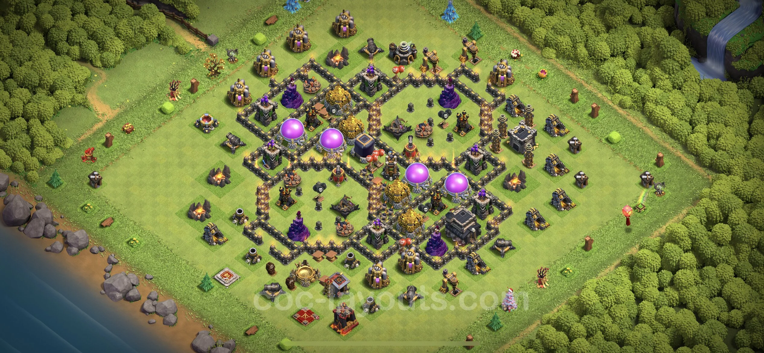 Farming Base TH9 with Link - plan / layout / design - Clash of Clans - (#214) — Farma TH9