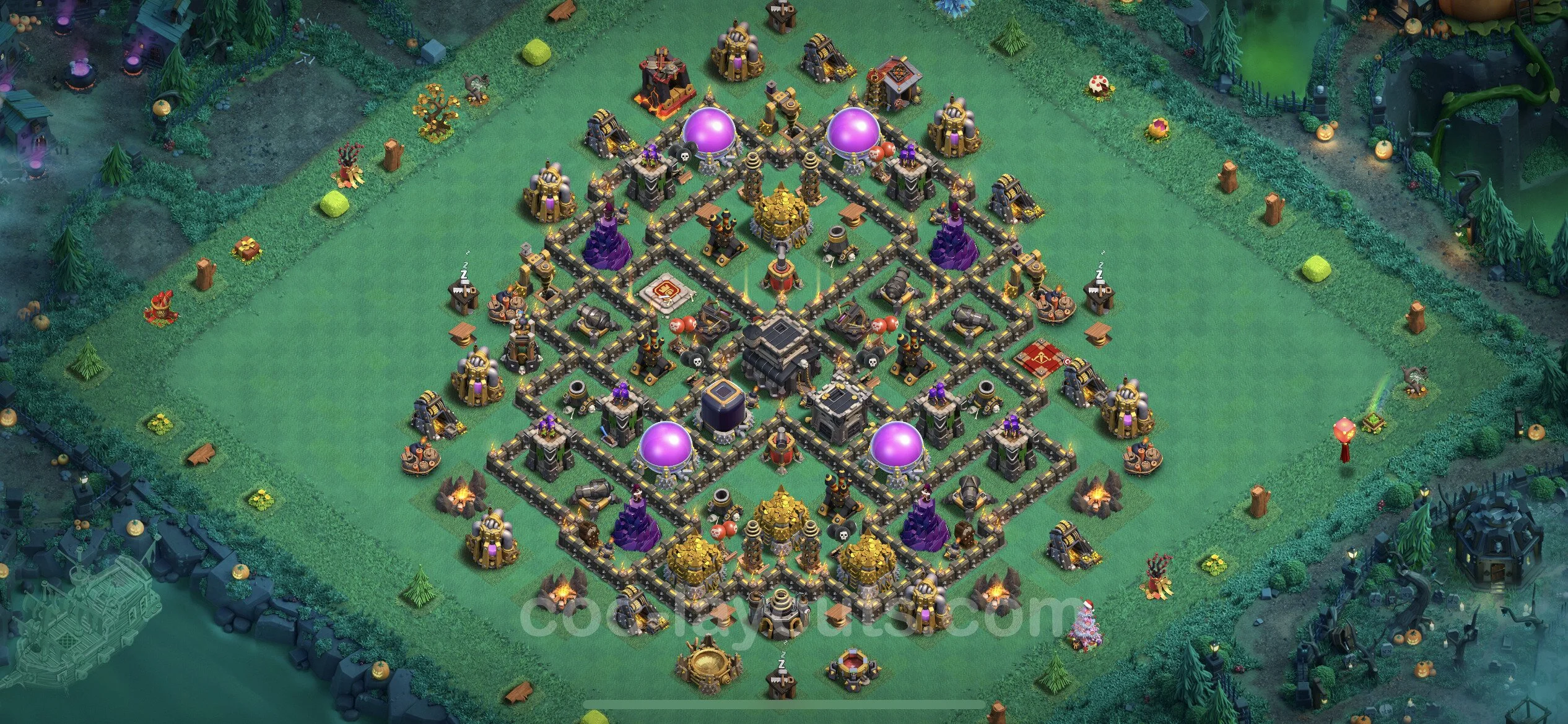 Farming Base TH9 Max Levels with Link, Anti 3 Stars, Anti Air / Dragon - plan / layout / design - Clash of Clans - (#215) — Farming TH9