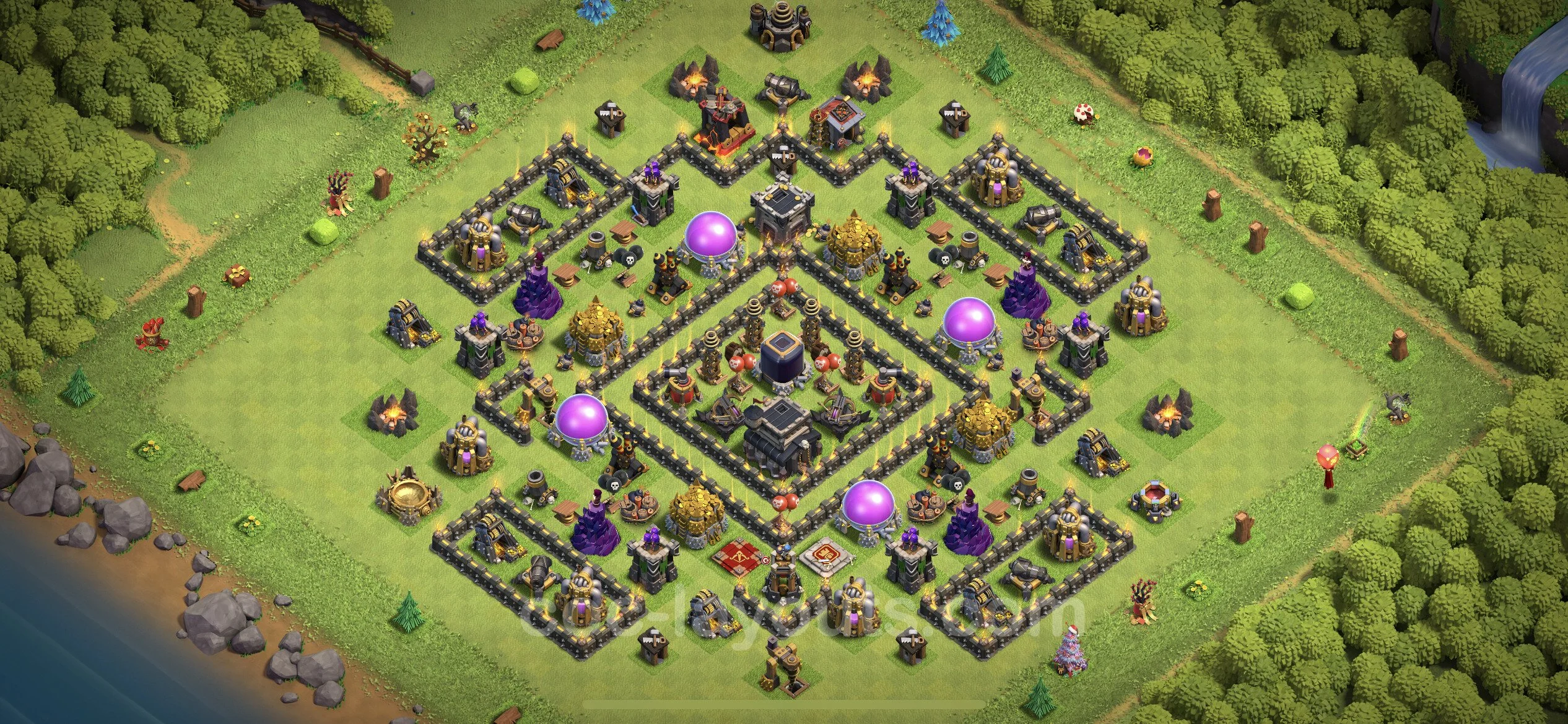 Farming Base TH9 with Link, Anti 3 Stars, Hybrid - plan / layout / design - Clash of Clans - (#216) — Farma TH9