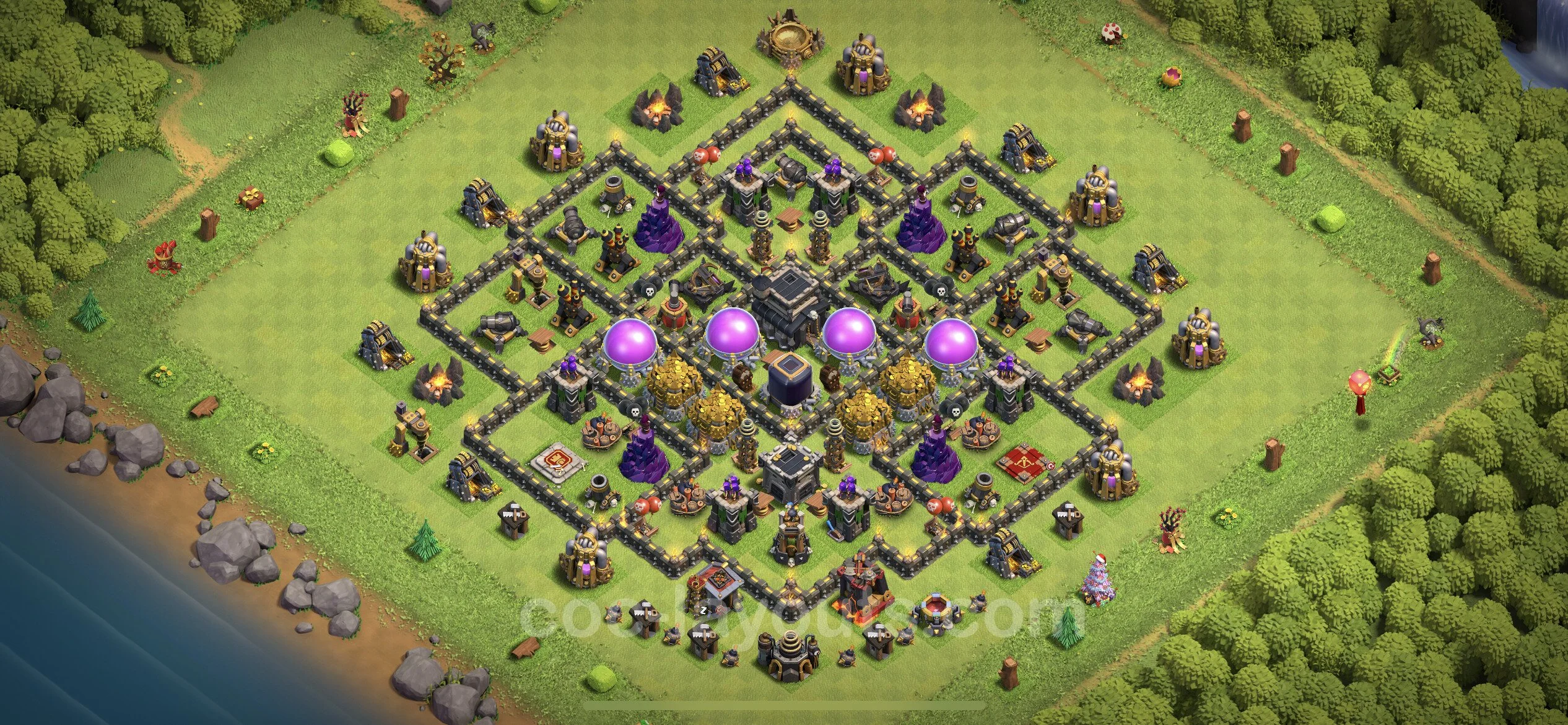 Farming Base TH9 with Link, Anti Everything, Hybrid - plan / layout / design - Clash of Clans - (#218) — Farm TH9