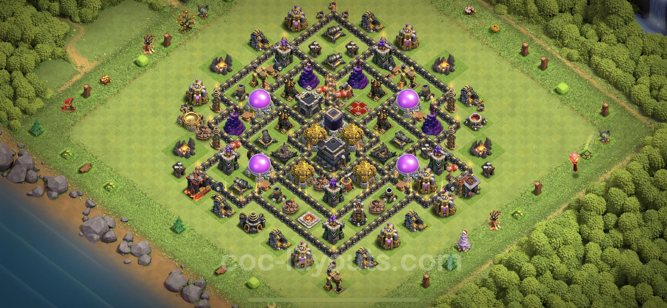 Farming Base TH9 Max Levels with Link, Anti Everything - plan / layout / design - Clash of Clans - (#219) — Farma TH9