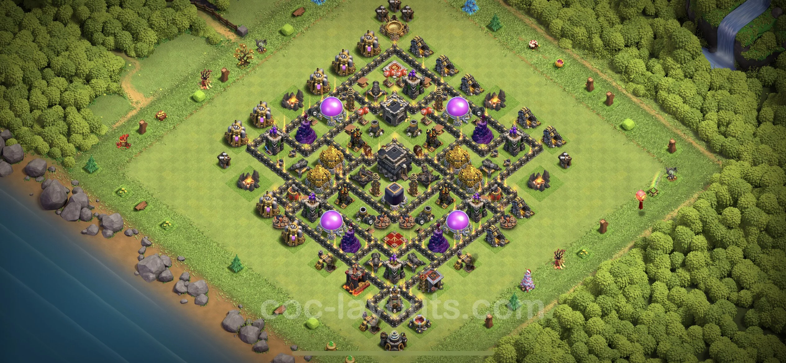 Farming Base TH9 Max Levels with Link, Anti 3 Stars, Anti Everything - plan / layout / design - Clash of Clans - (#223) — Фарм TH9