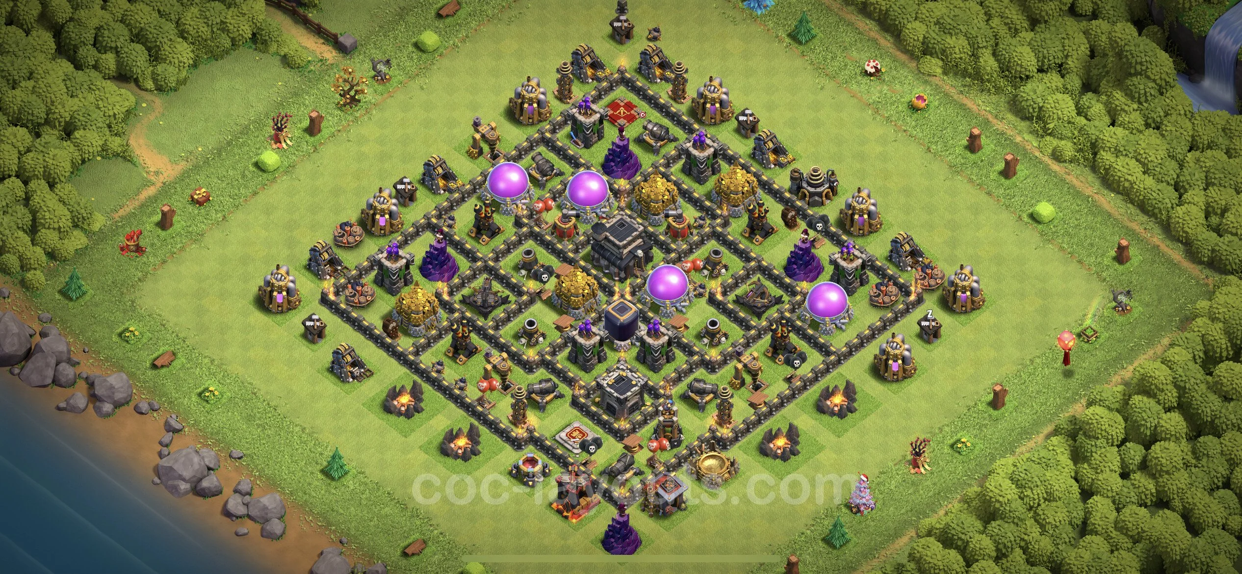 Farming Base TH9 Max Levels with Link, Hybrid - plan / layout / design - Clash of Clans - (#225) — Farm TH9