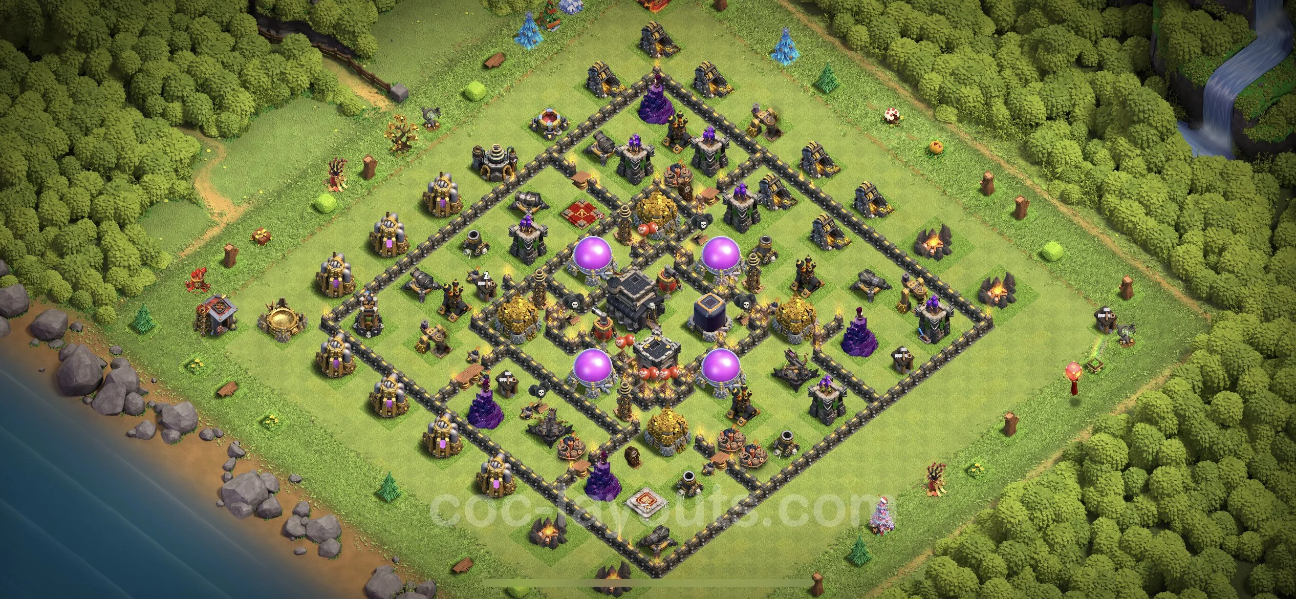 Farming Base TH9 Max Levels with Link, Anti Everything, Hybrid - plan / layout / design - Clash of Clans - (#226) — Farm TH9