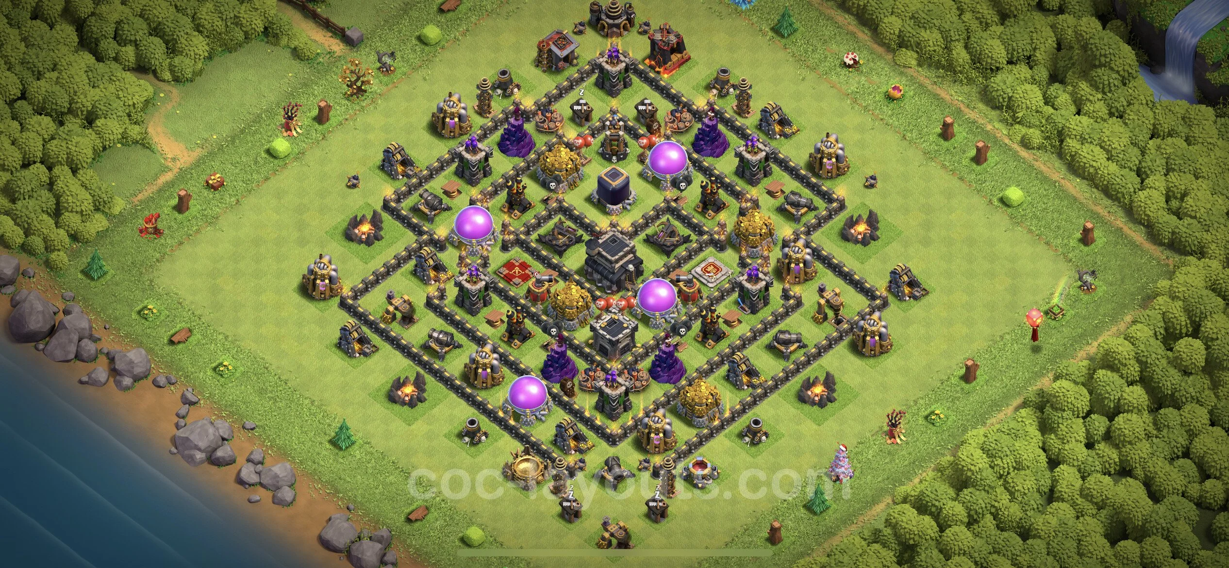 Farming Base TH9 with Link, Anti 3 Stars, Hybrid - plan / layout / design - Clash of Clans - (#230) — फ़ार्मिंग TH9