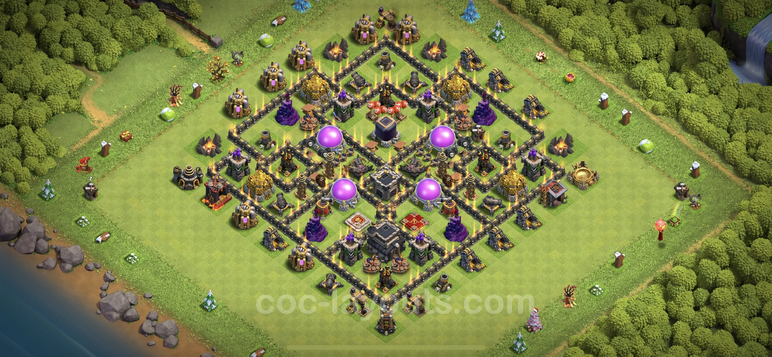 Farming Base TH9 Max Levels with Link, Hybrid - plan / layout / design - Clash of Clans - (#231) — Фарм TH9