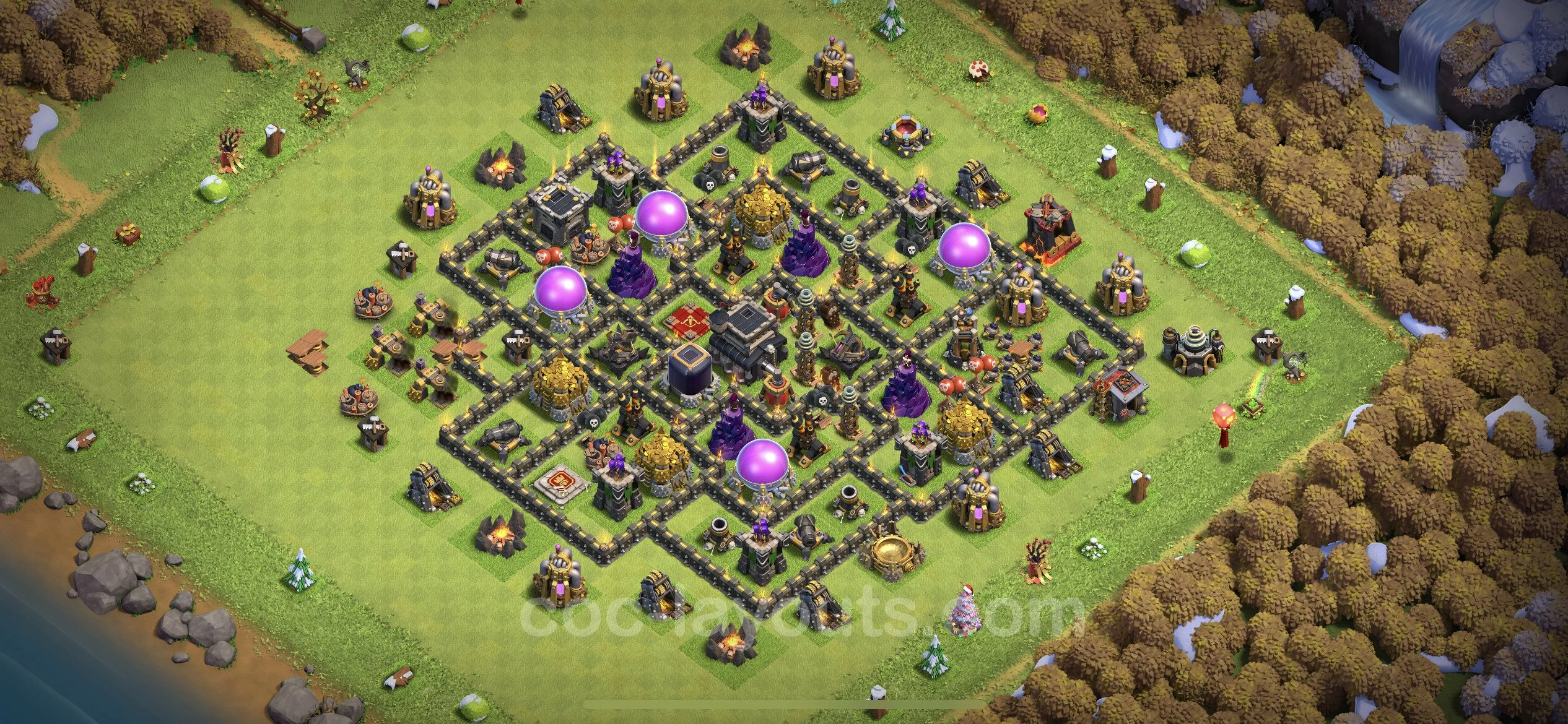 Farming Base TH9 Max Levels with Link, Anti 3 Stars - plan / layout / design - Clash of Clans - (#233) — Farm TH9