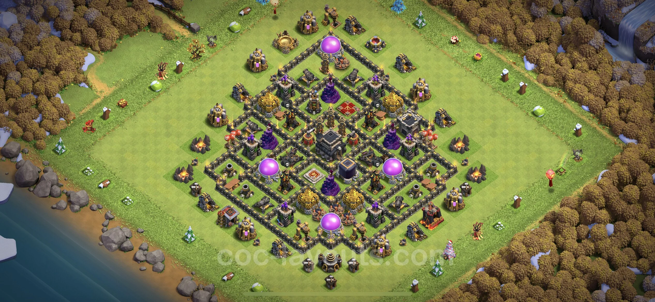 Farming Base TH9 with Link, Anti Everything, Hybrid - plan / layout / design - Clash of Clans - (#235) — Farm TH9