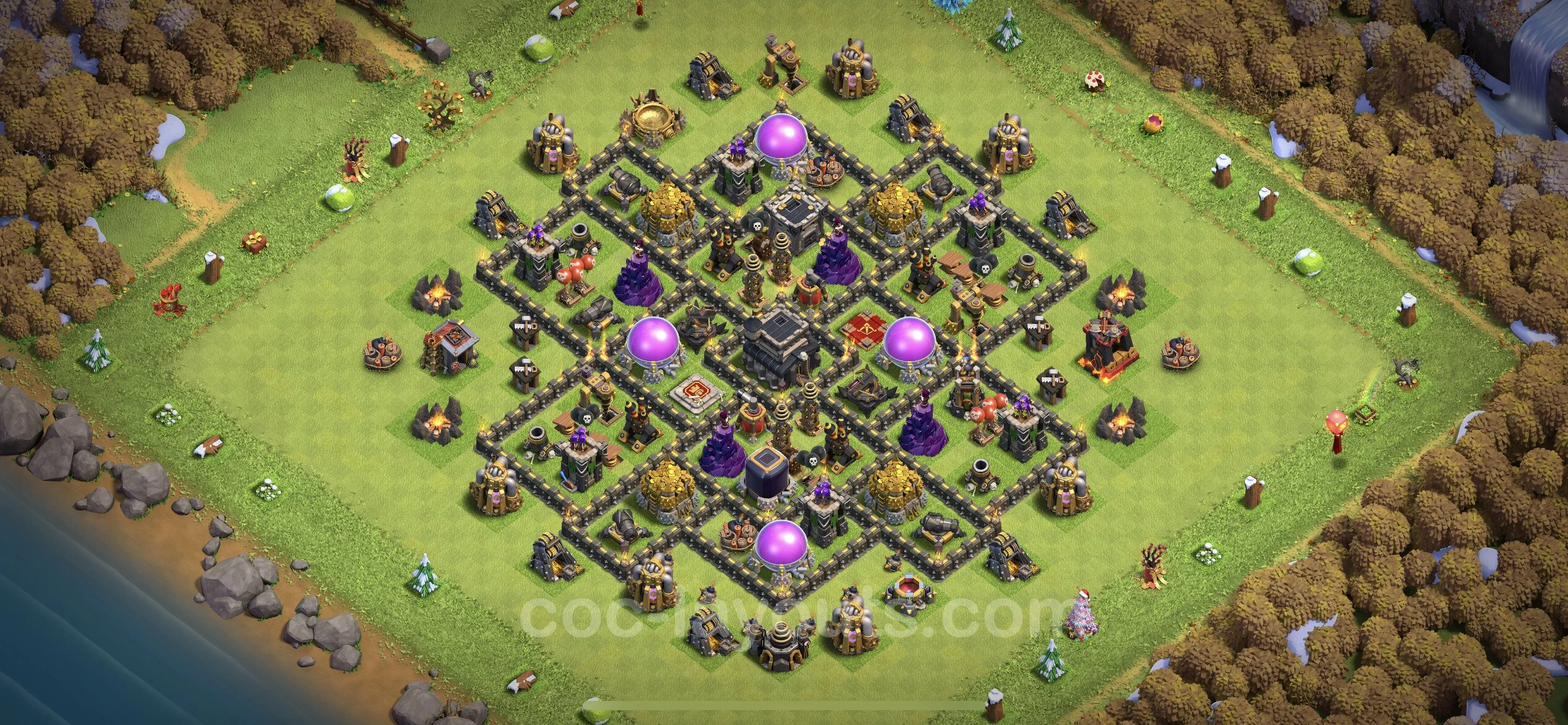 Farming Base TH9 with Link, Anti 3 Stars, Anti Everything - plan / layout / design - Clash of Clans - (#238) — Farm TH9