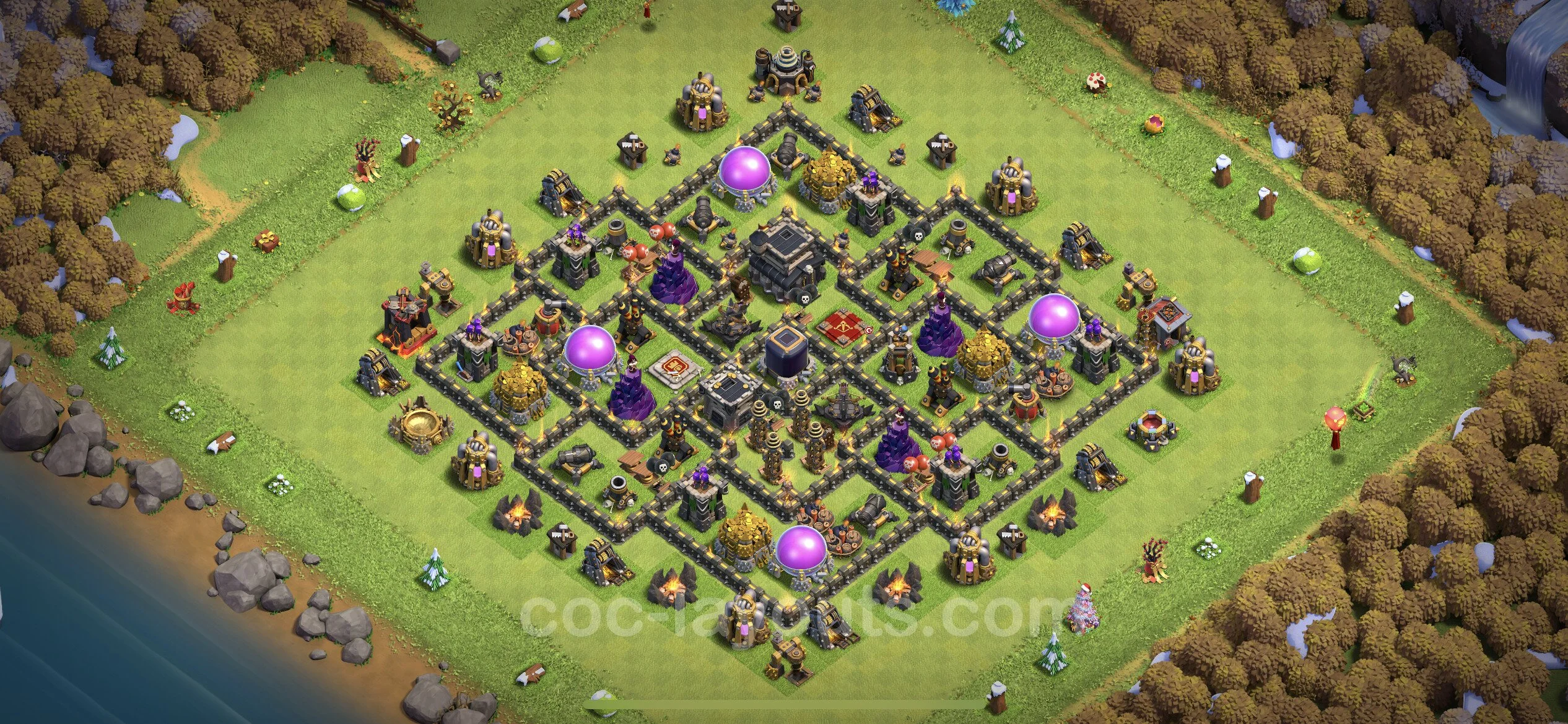 Farming Base TH9 with Link, Anti 3 Stars, Anti Everything - plan / layout / design - Clash of Clans - (#241) — Farm TH9