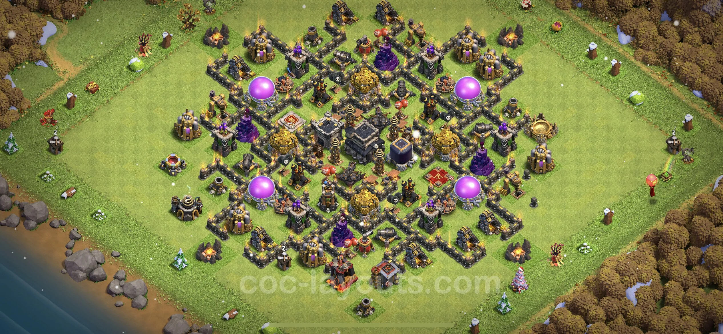 Farming Base TH9 with Link, Anti Air / Dragon, Hybrid - plan / layout / design - Clash of Clans - (#243) — Фарм TH9