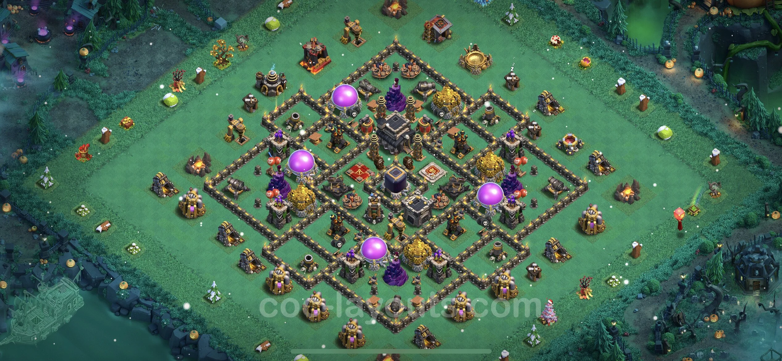 Farming Base TH9 with Link, Anti 3 Stars, Hybrid - plan / layout / design - Clash of Clans - (#244) — Farm TH9