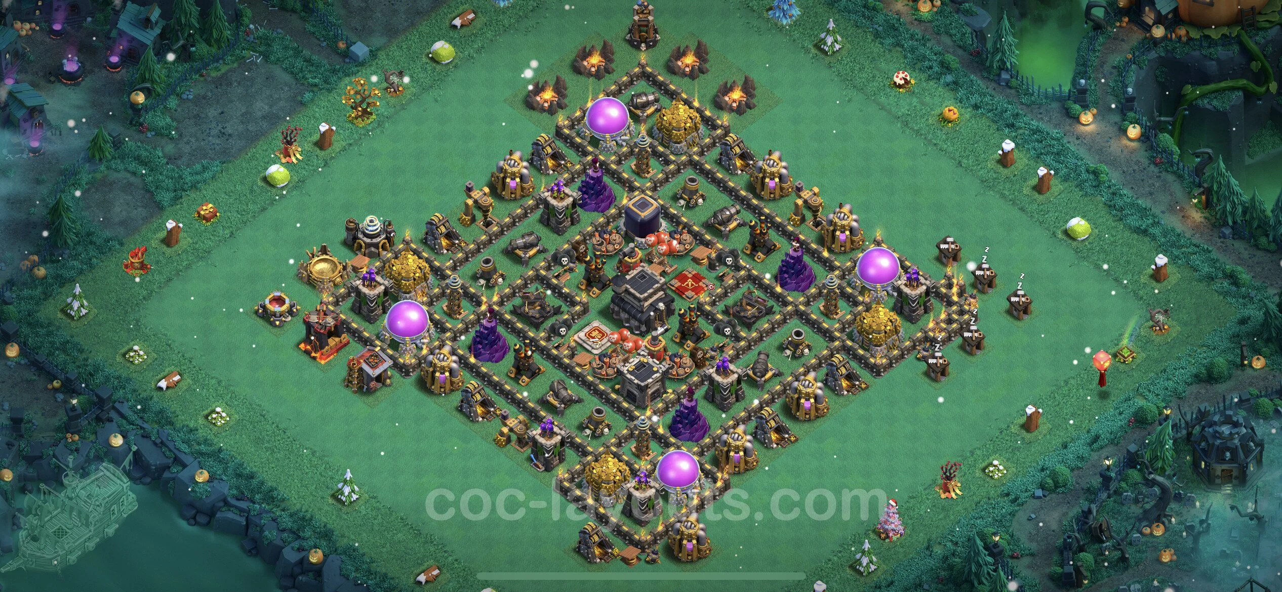 Farming Base TH9 with Link, Anti 2 Stars, Hybrid - plan / layout / design - Clash of Clans - (#245) — Farm TH9