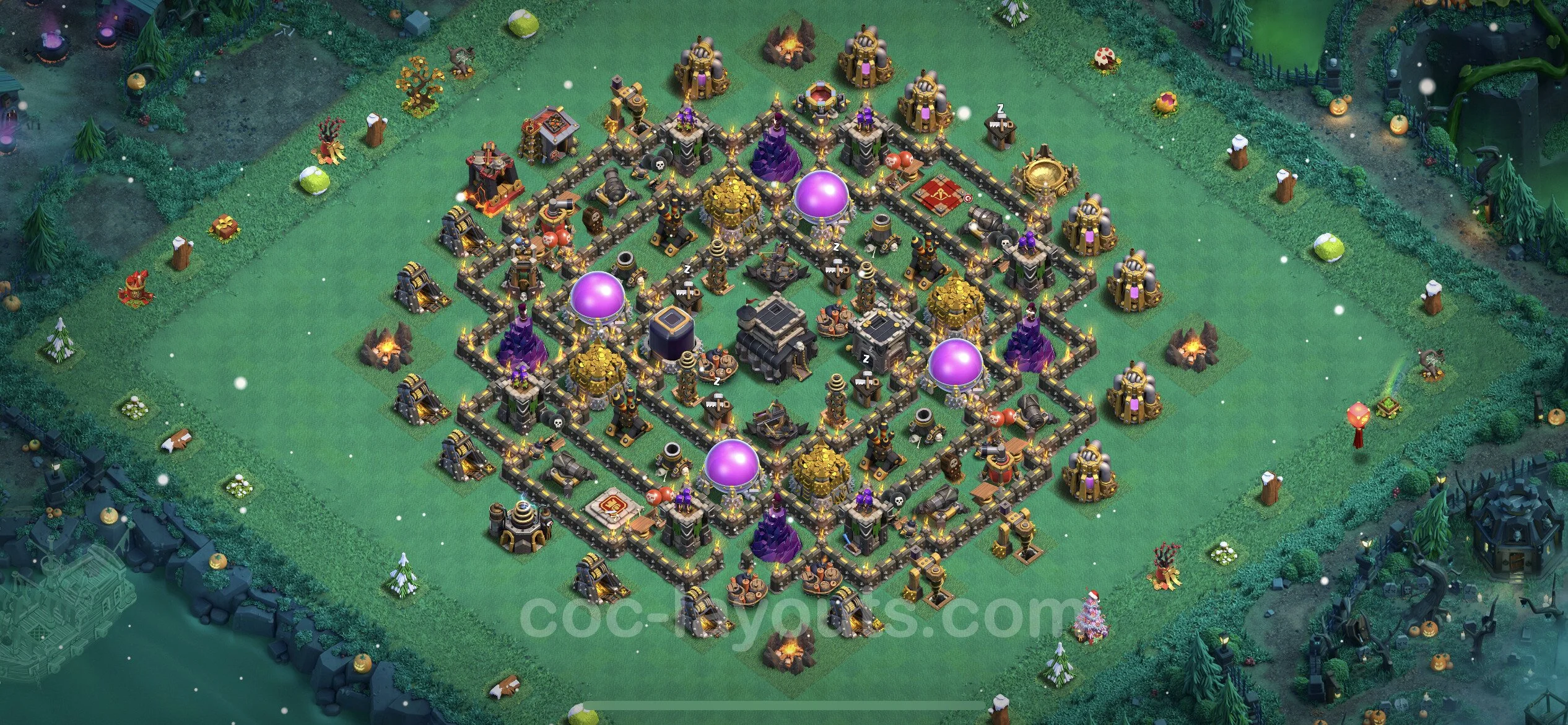 Farming Base TH9 with Link, Anti 3 Stars, Hybrid - plan / layout / design - Clash of Clans - (#247) — Farm TH9