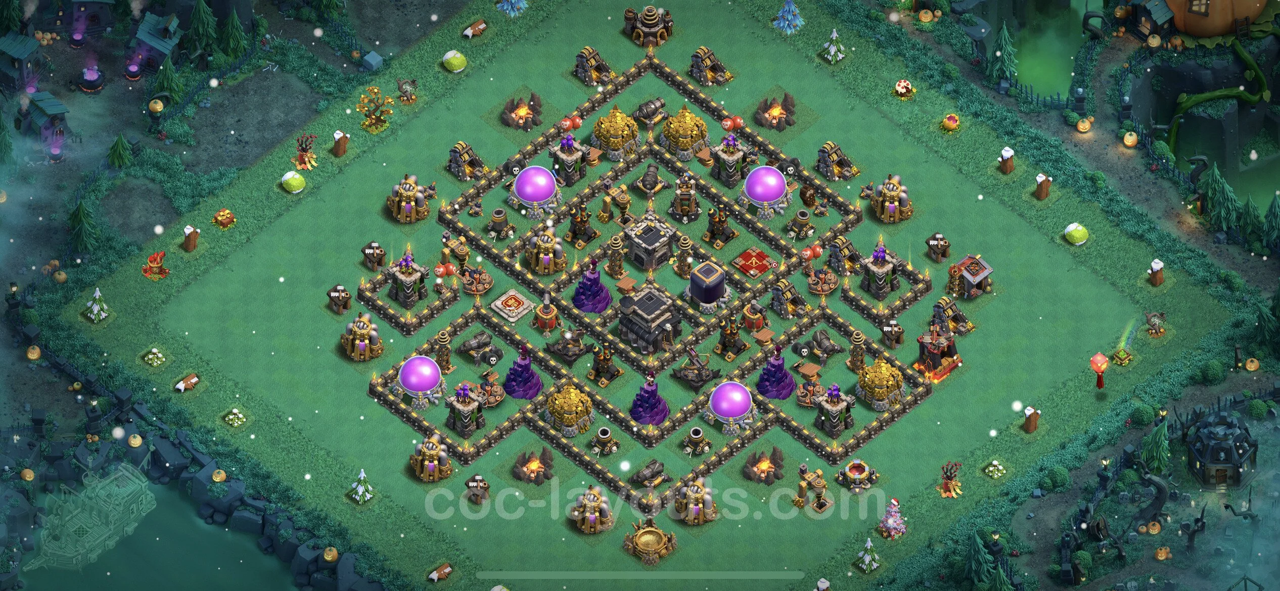 Farming Base TH9 with Link, Anti 3 Stars, Anti Air / Dragon - plan / layout / design - Clash of Clans - (#248) — Фарм TH9