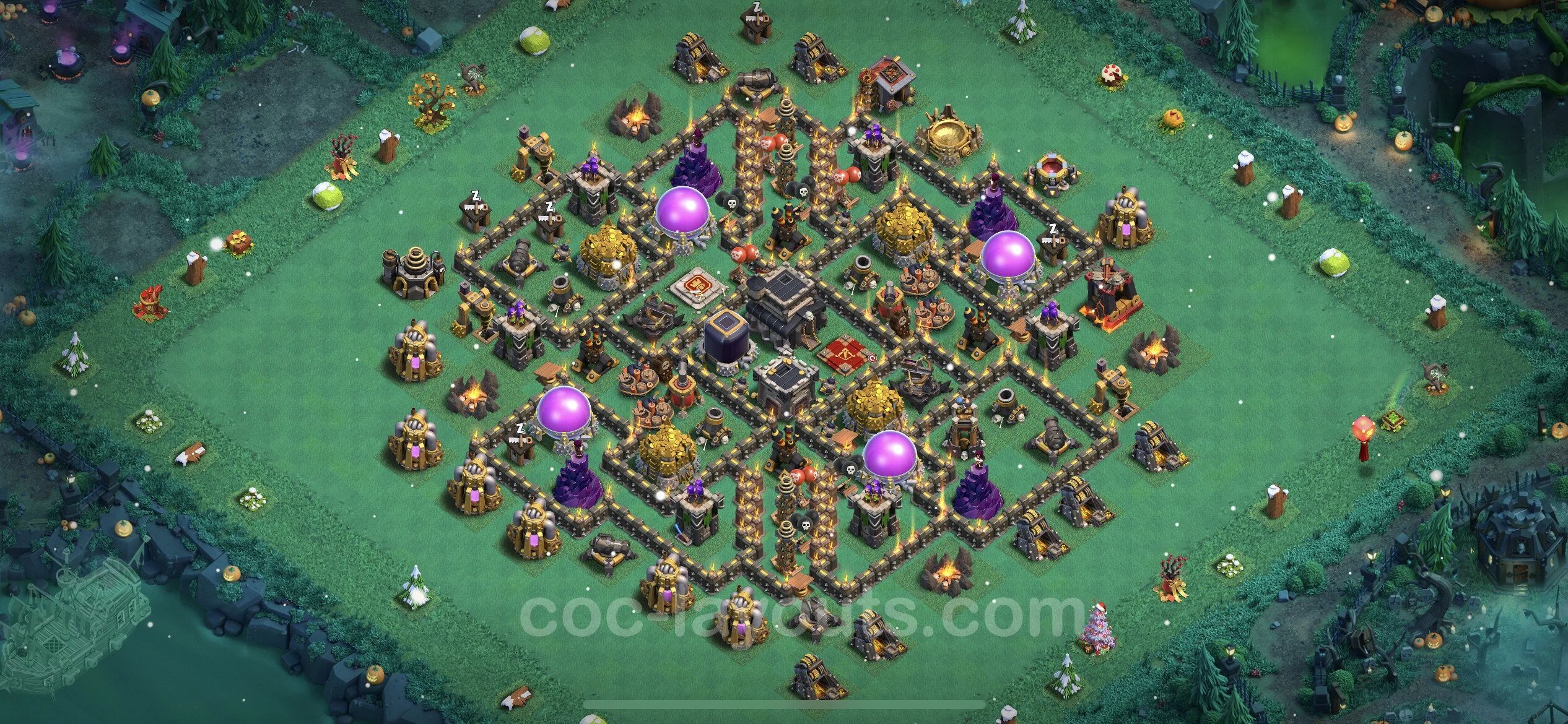 Farming Base TH9 with Link, Anti 2 Stars, Hybrid - plan / layout / design - Clash of Clans - (#252) — Farm TH9