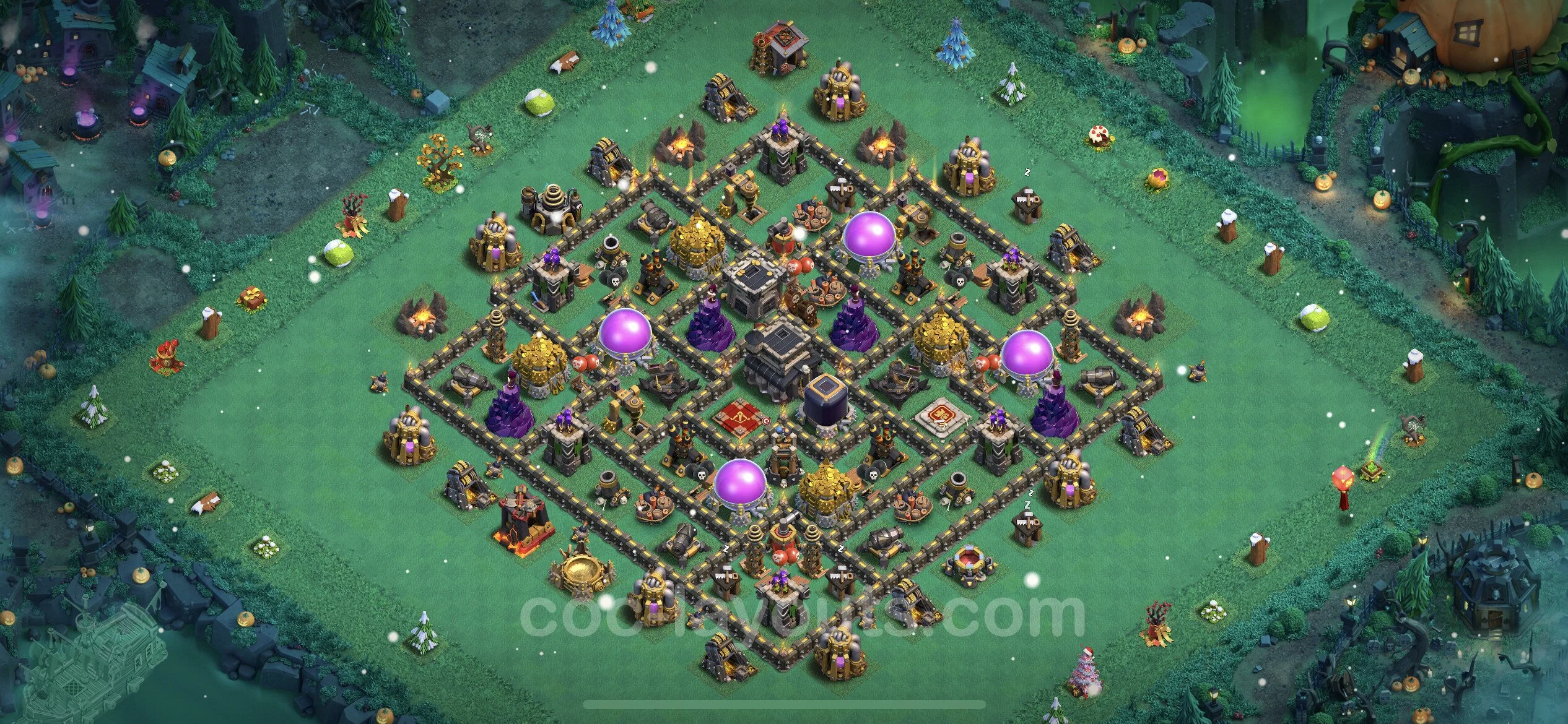 Farming Base TH9 with Link, Anti Everything, Hybrid - plan / layout / design - Clash of Clans - (#254) — Farming TH9