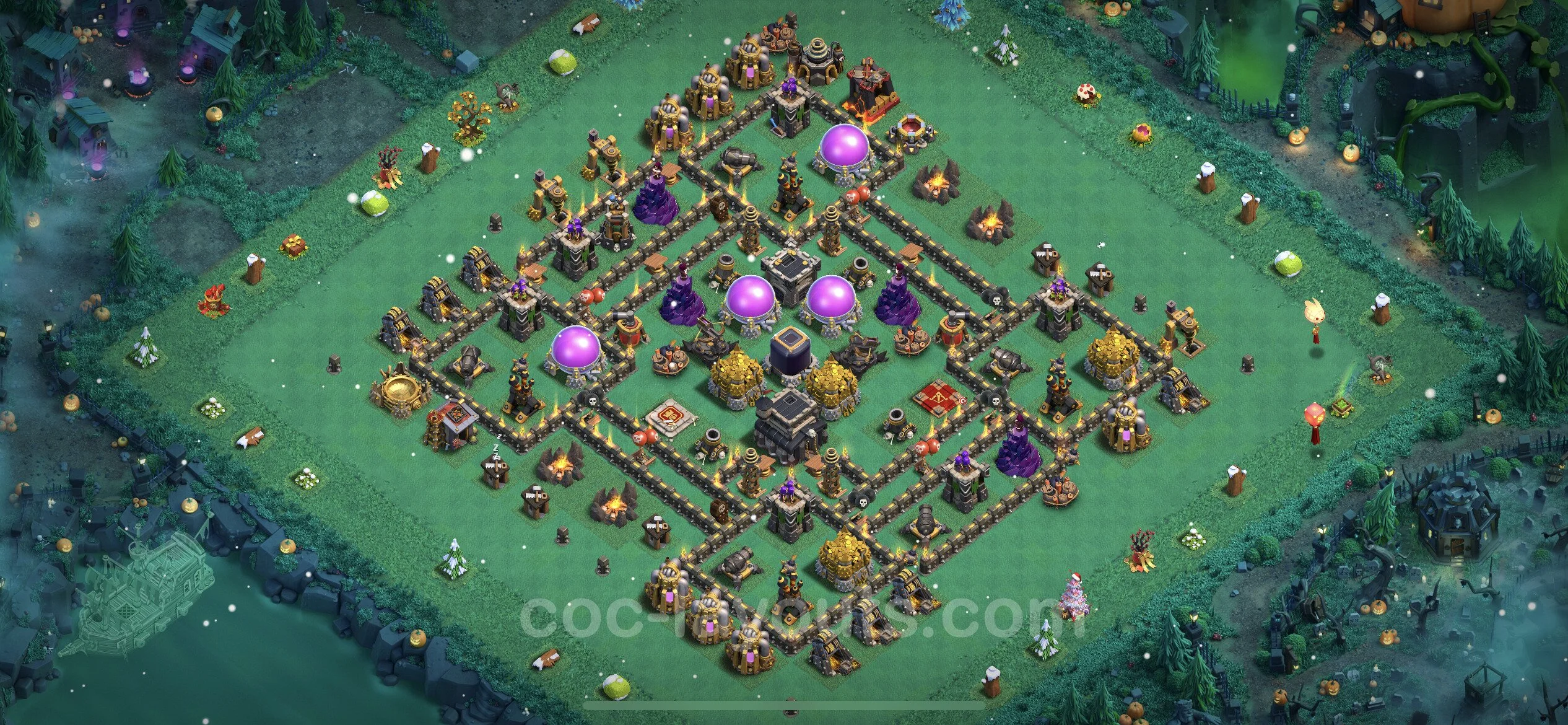 Farming Base TH9 with Link, Anti 3 Stars, Hybrid - plan / layout / design - Clash of Clans - (#257) — Farm TH9