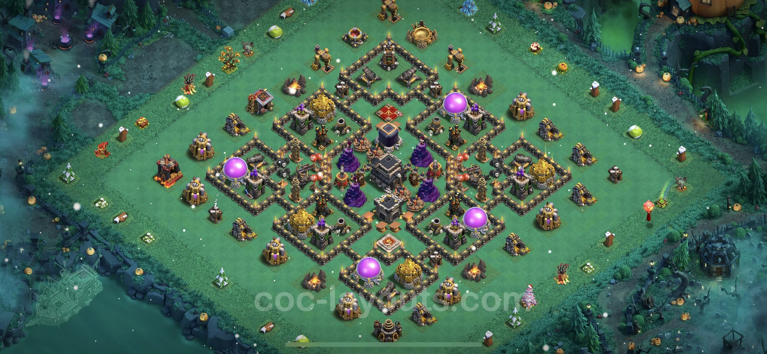 Farming Base TH9 with Link, Anti Air / Dragon, Hybrid - plan / layout / design - Clash of Clans - (#258) — Фарм TH9