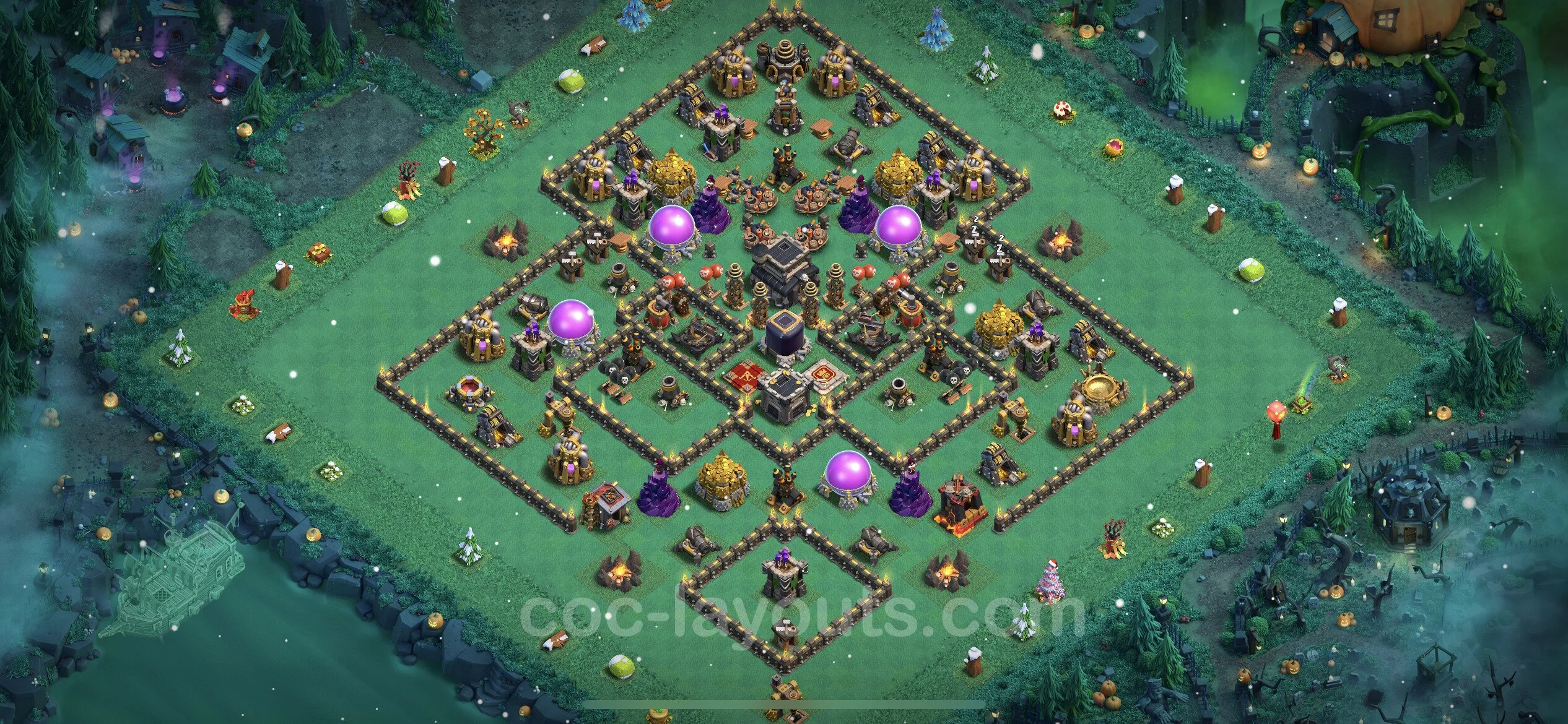 Farming Base TH9 with Link, Anti 2 Stars, Hybrid - plan / layout / design - Clash of Clans - (#259) — Фарм TH9