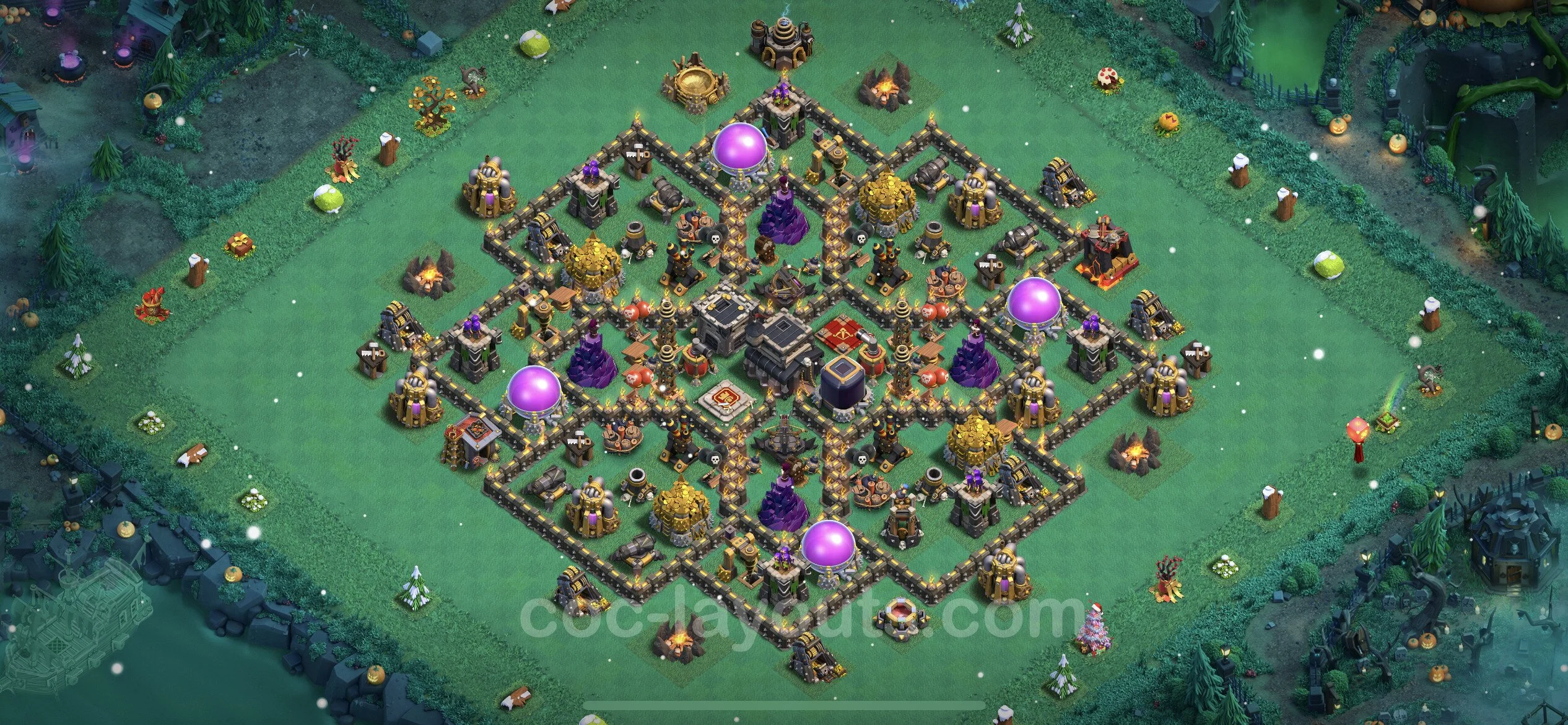 Farming Base TH9 with Link, Anti Everything, Hybrid - plan / layout / design - Clash of Clans - (#260) — Farma TH9