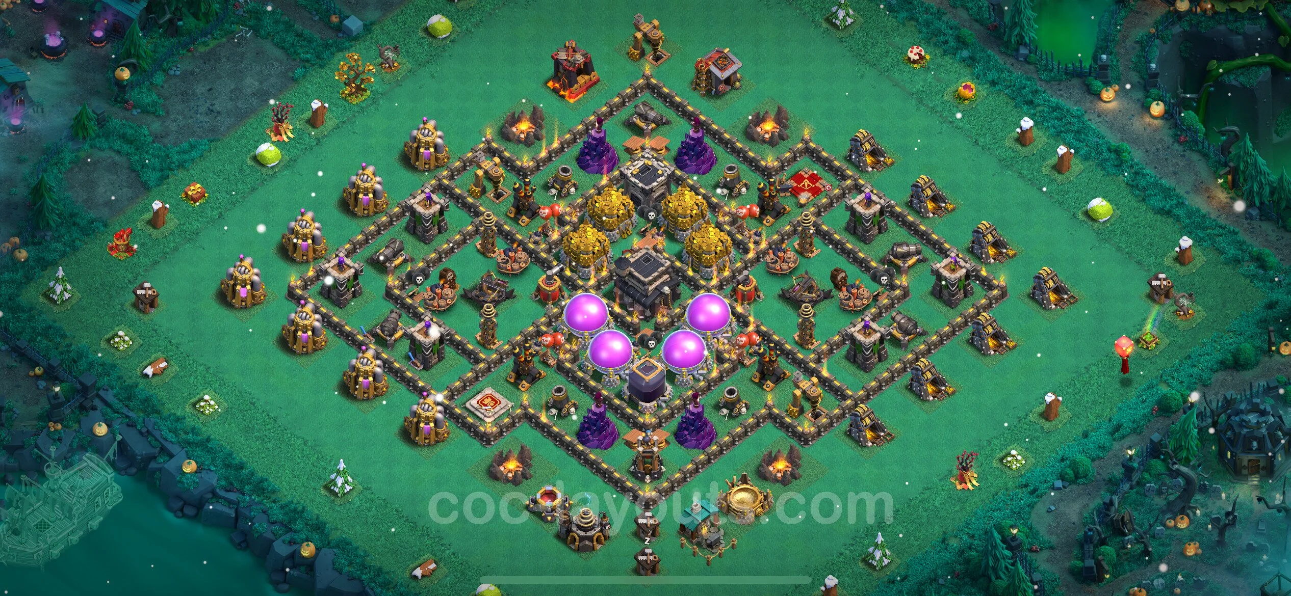 Farming Base TH9 Max Levels with Link, Anti 2 Stars - plan / layout / design - Clash of Clans - (#262) — Farm TH9