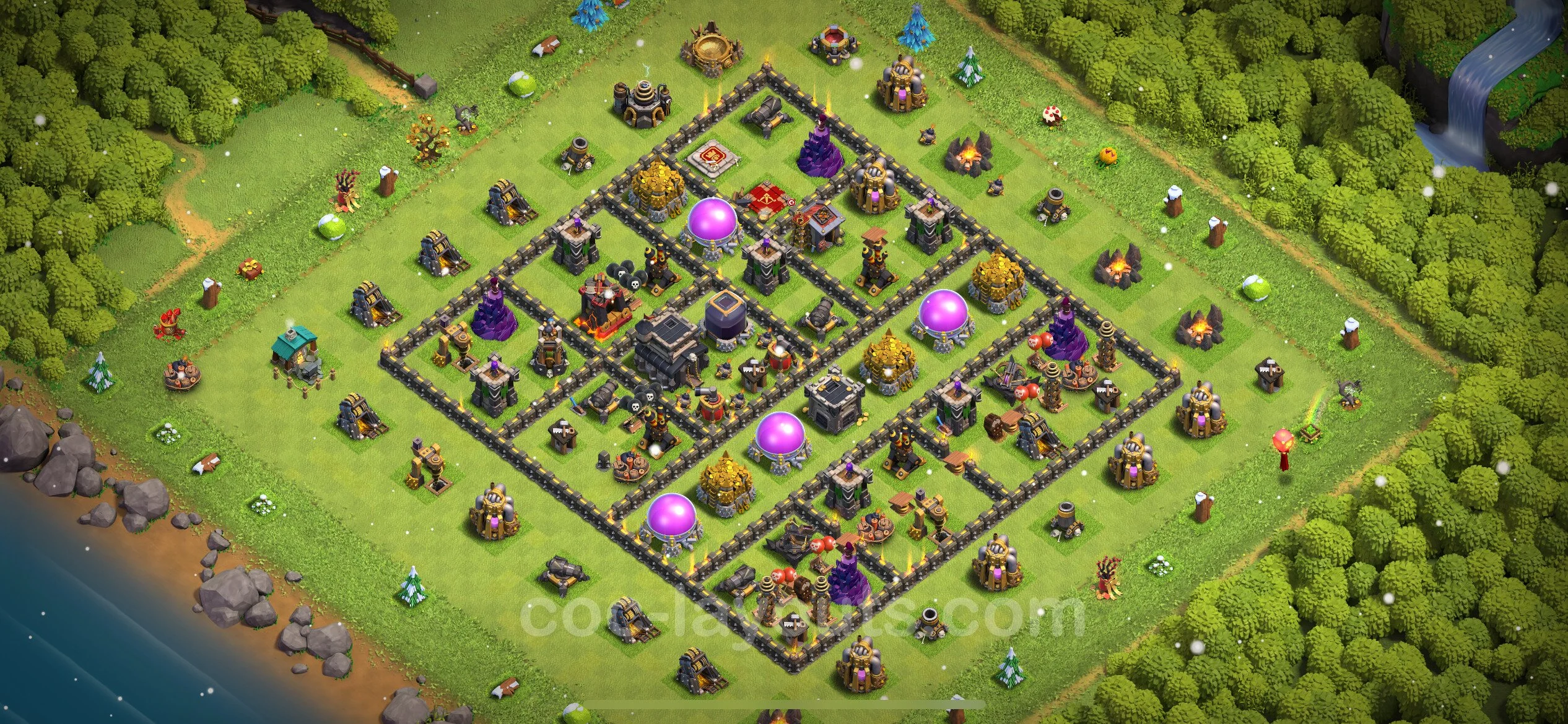 Farming Base TH9 with Link, Anti 3 Stars, Hybrid - plan / layout / design - Clash of Clans - (#263) — Farm TH9