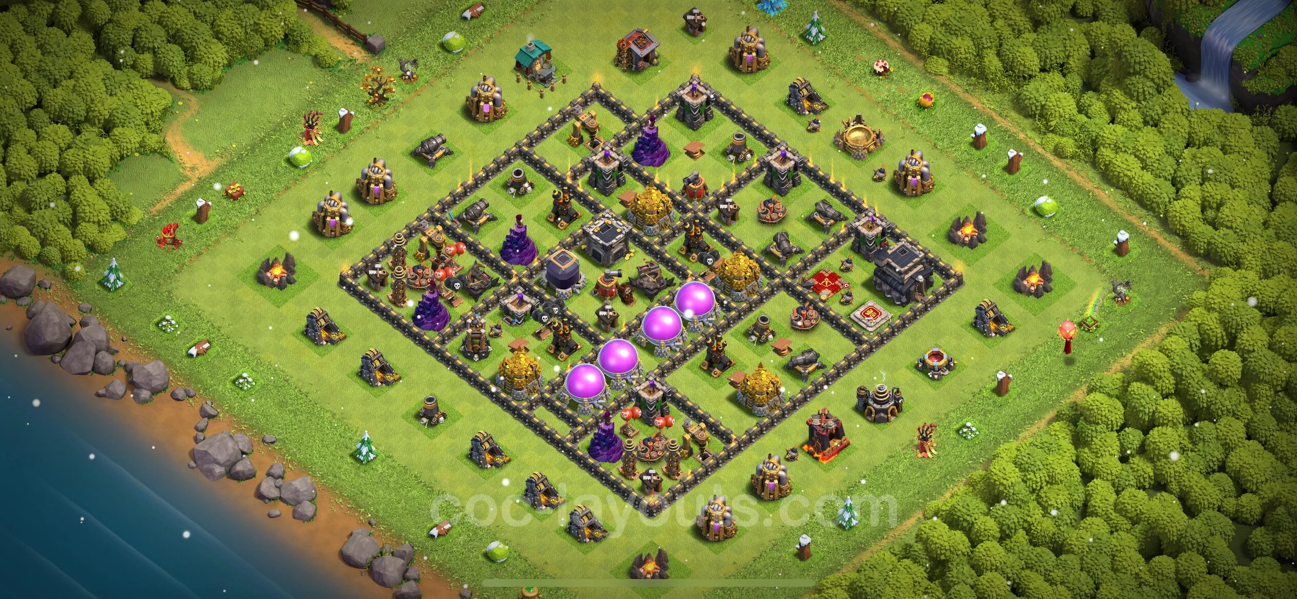 Farming Base TH9 with Link, Hybrid - plan / layout / design - Clash of Clans - (#264) — Farm TH9